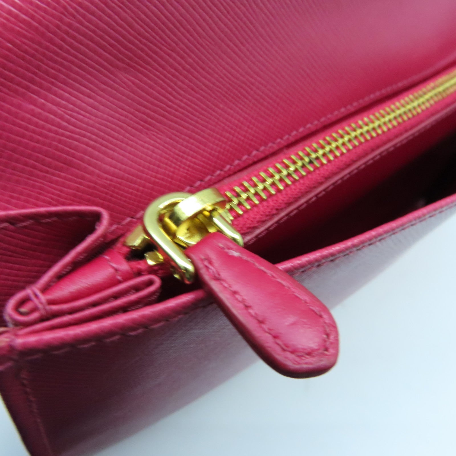 PRADA Leather Clutch Bag Gold Buckle Pink
