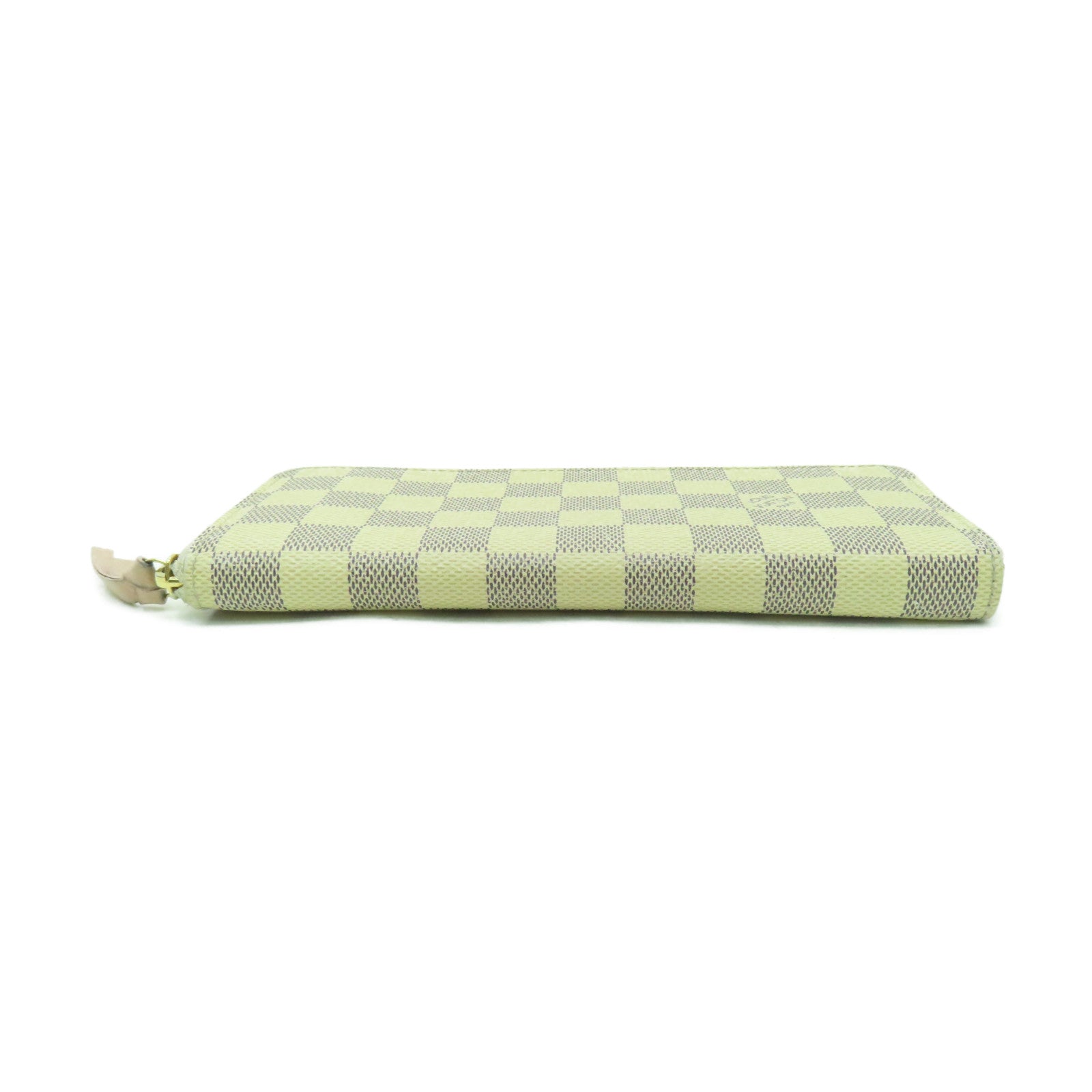 LOUIS VUITTON Damier Azur Clemence Wallet金扣長錢包白色