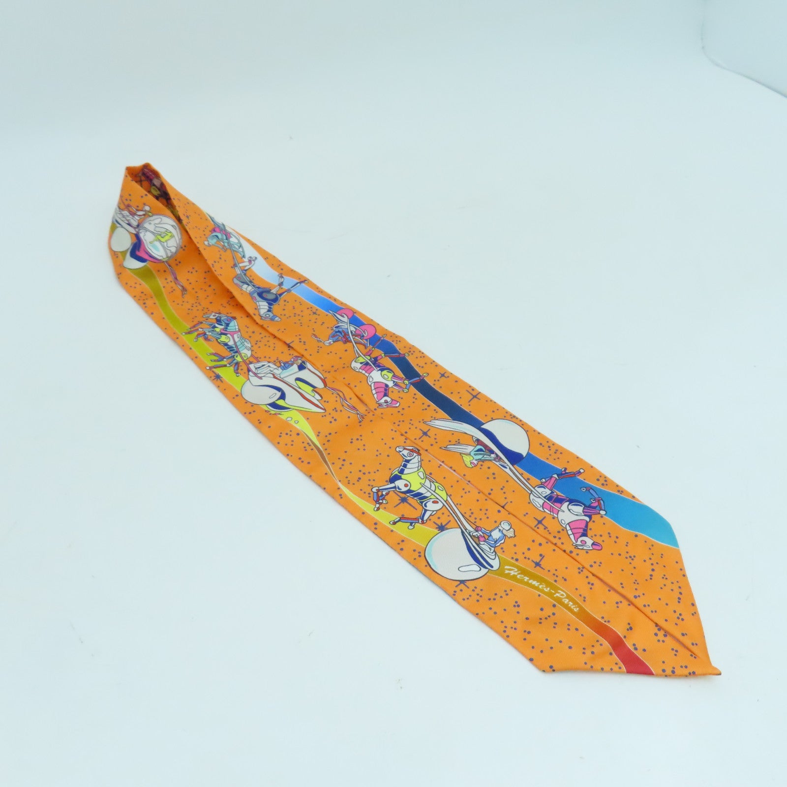 HERMES 【激減優惠】絲質Twilly絲巾橙色