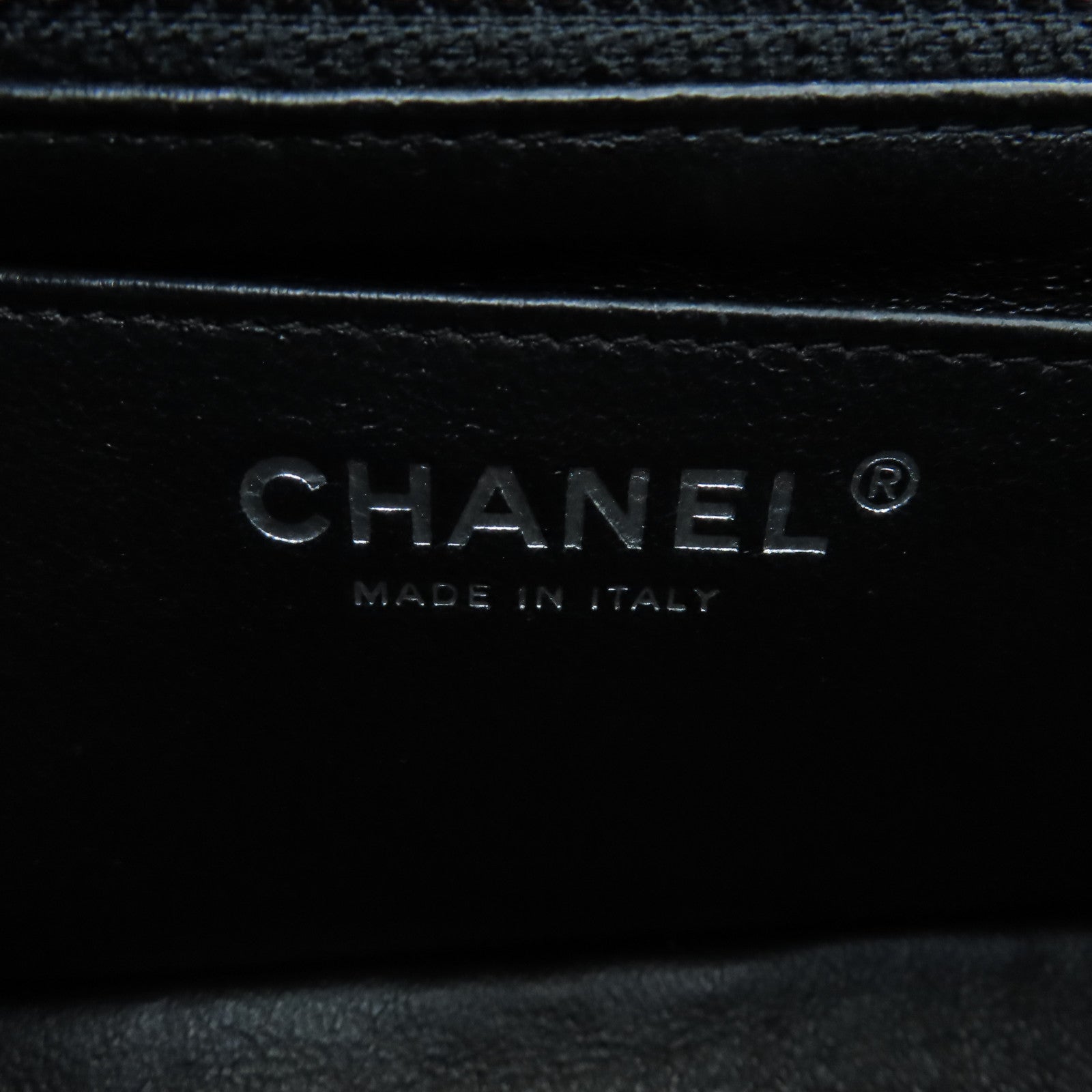 CHANEL 菱格羊皮皮革Chain Shoulder銀扣鏈帶肩背袋黑色