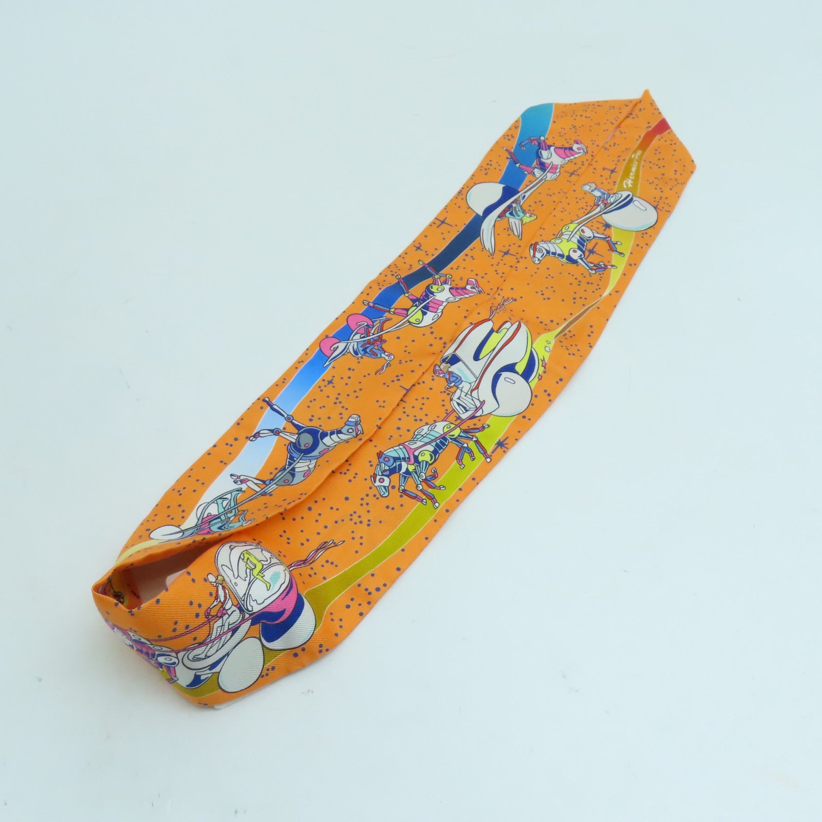 HERMES 【激減優惠】絲質Twilly絲巾橙色
