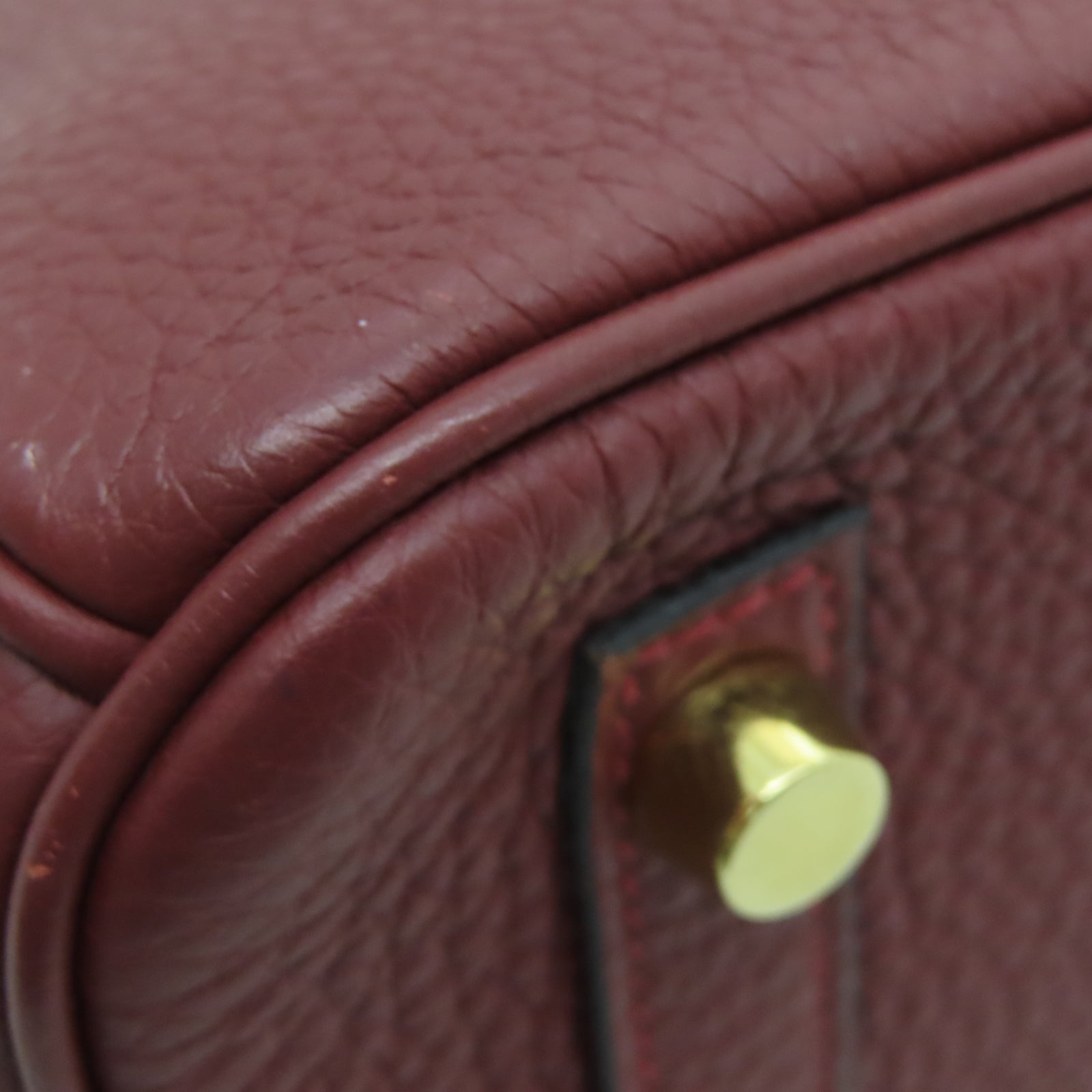 HERMES Taurillon Clemence皮革Birkin 25金扣手挽袋爱马仕红色