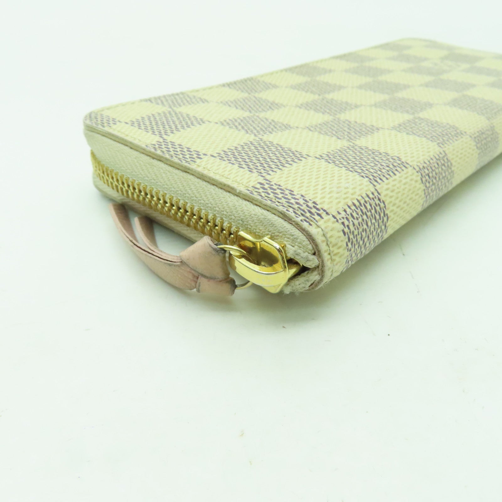 LOUIS VUITTON Damier Azur Clemence Wallet金扣長錢包白色