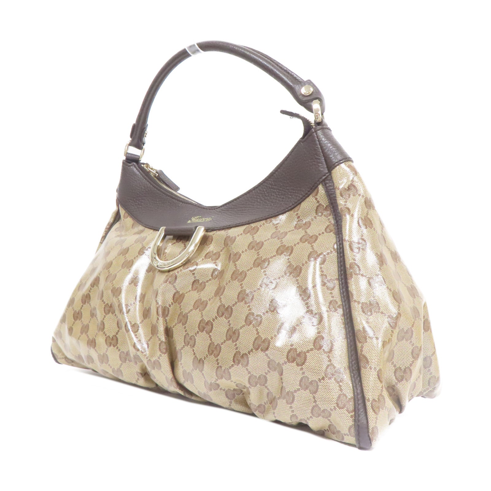 GUCCI 塗層帆布Shoulder Bag金扣肩背袋啡色