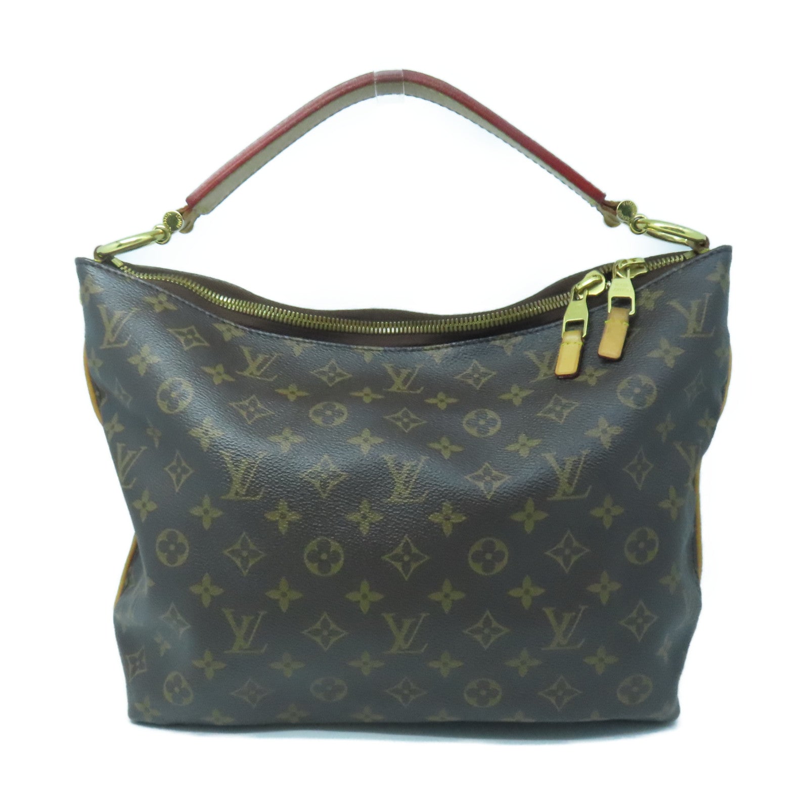 LOUIS VUITTON Monogram Sully MM Gold Buckle Shoulder Bag Brown
