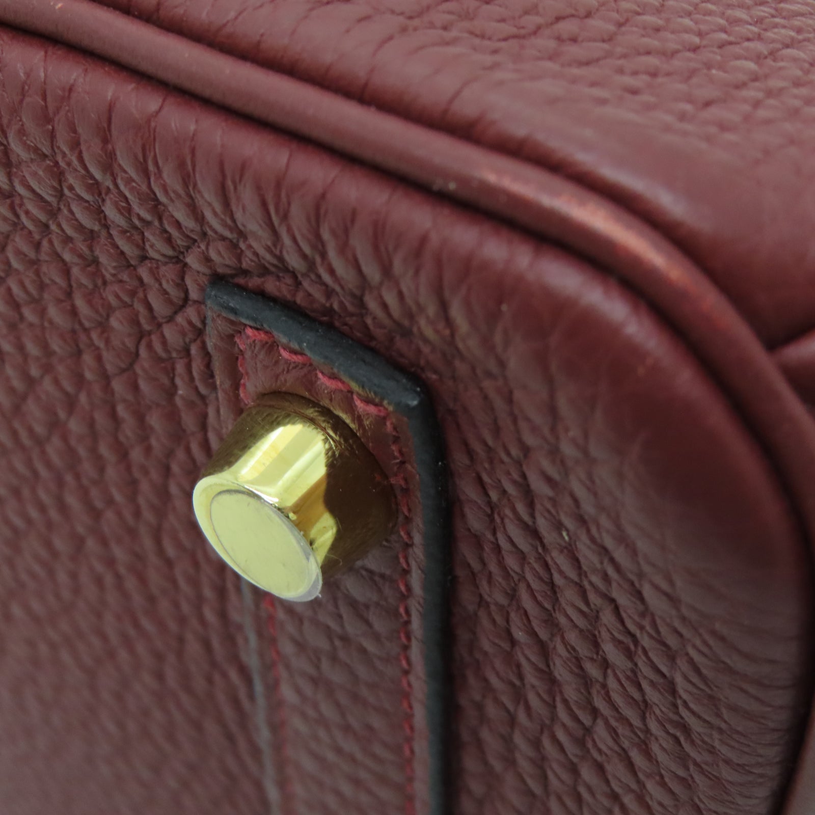 HERMES Taurillon Clemence皮革Birkin 25金扣手挽袋爱马仕红色