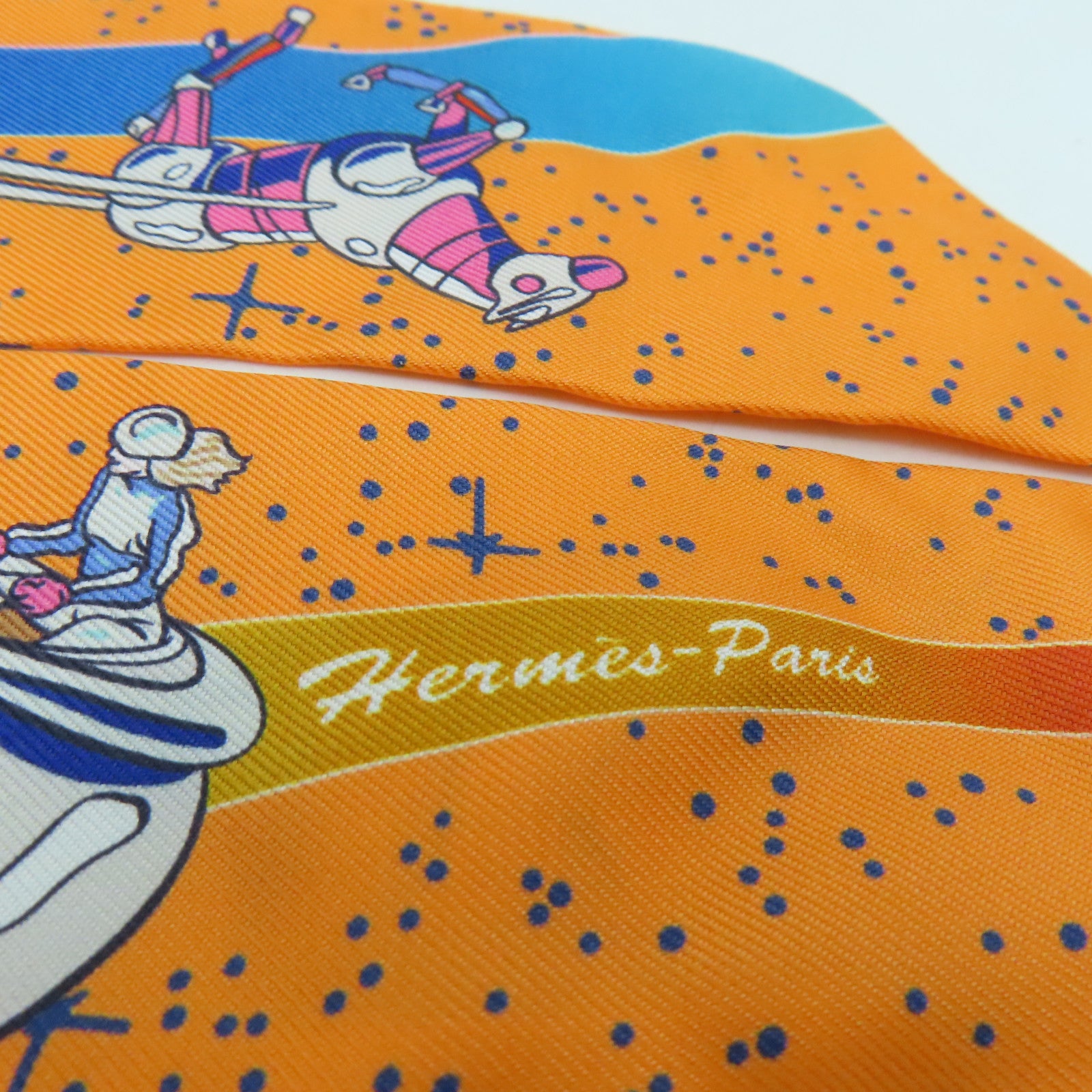 HERMES 【激減優惠】絲質Twilly絲巾橙色