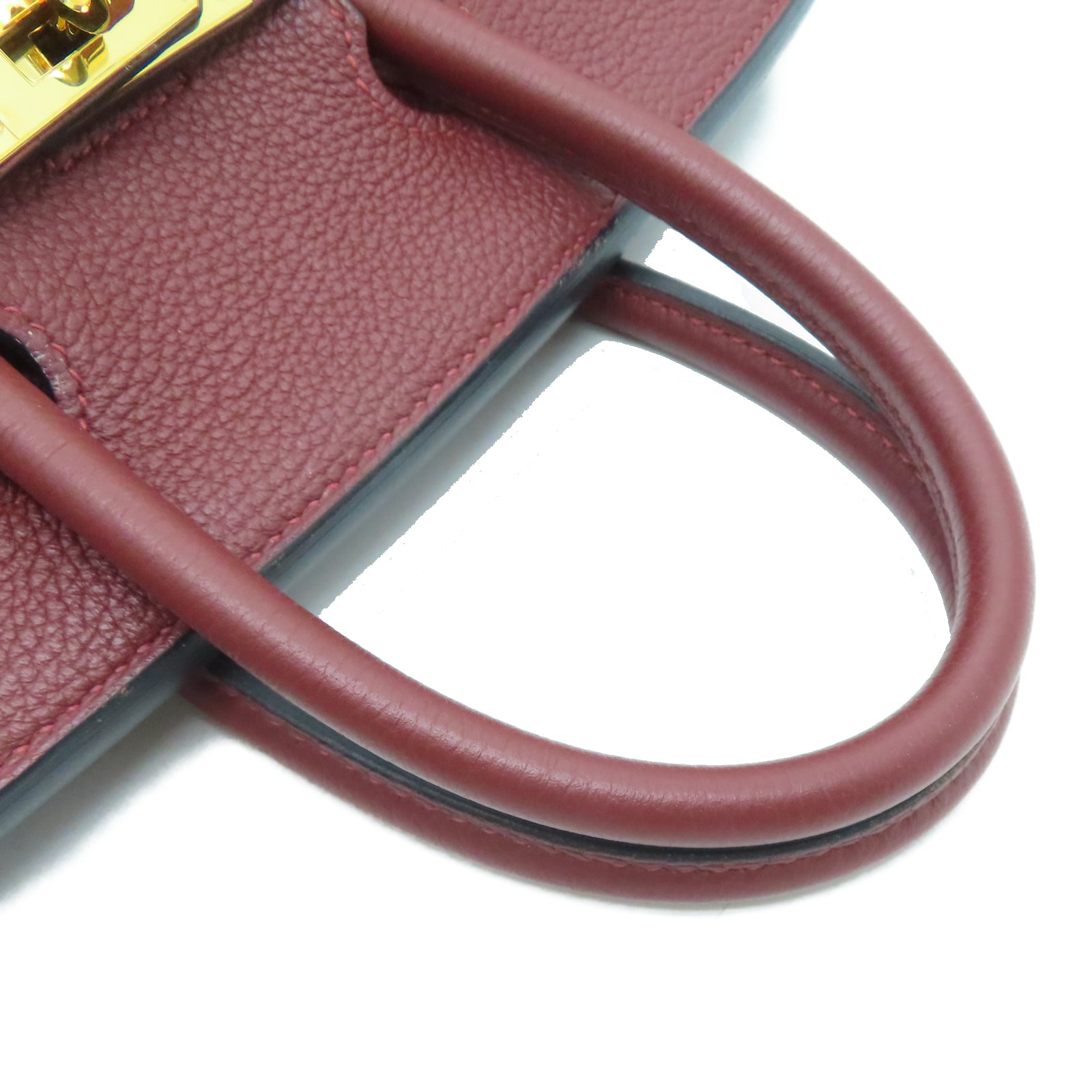 HERMES Taurillon Clemence皮革Birkin 25金扣手挽袋爱马仕红色