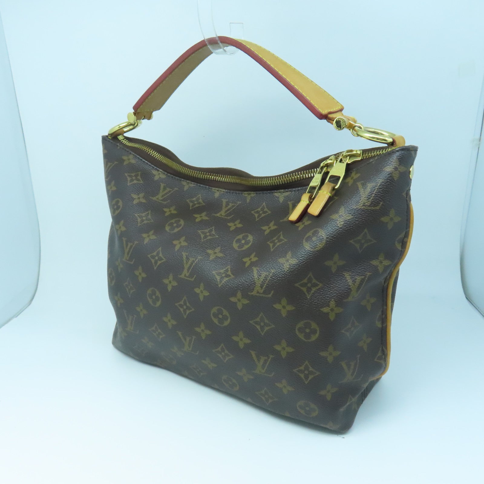LOUIS VUITTON Monogram Sully MM Gold Buckle Shoulder Bag Brown