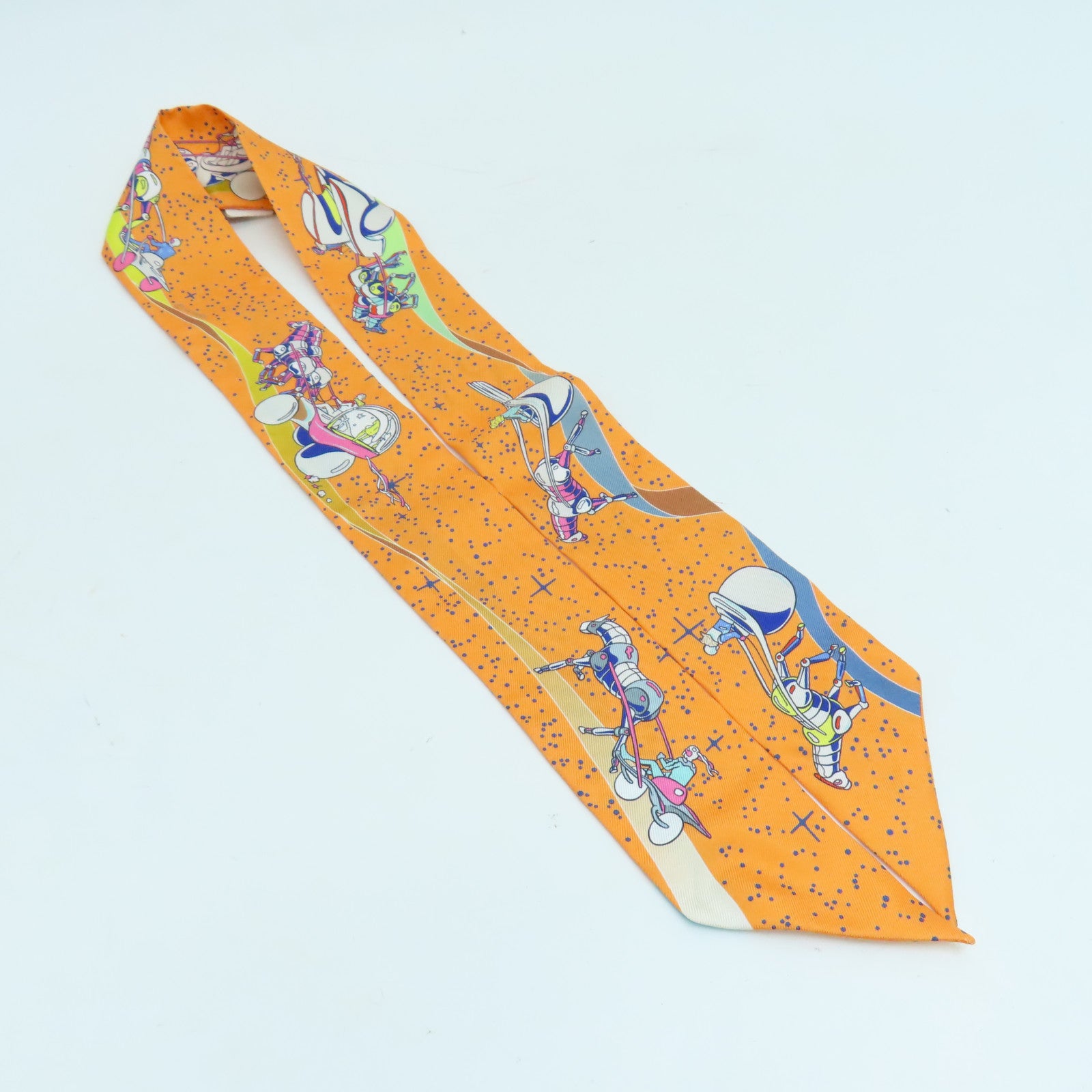 HERMES 【激減優惠】絲質Twilly絲巾橙色