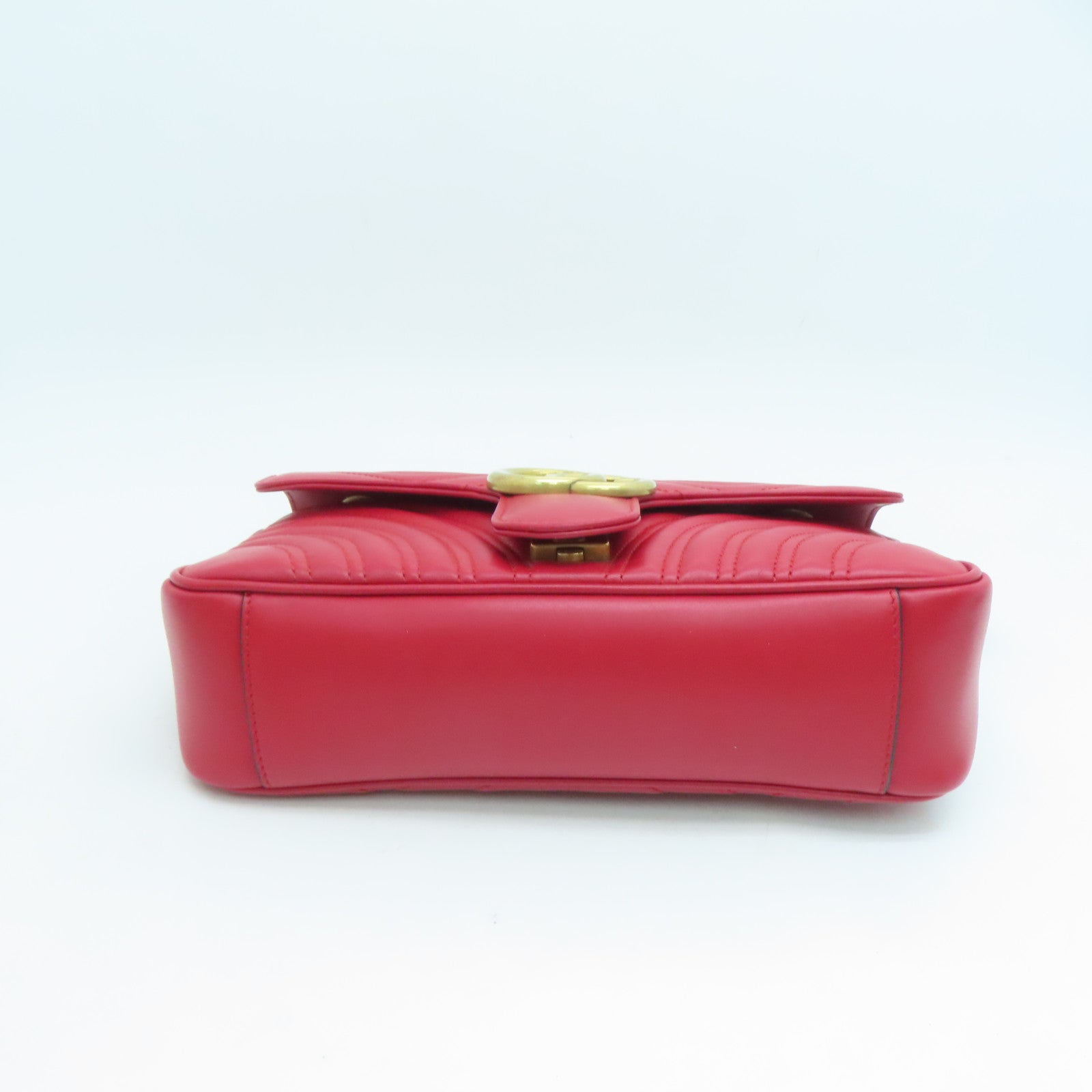 GUCCI 牛皮皮革GG Marmont Shoulder Bag金扣錬帶肩背袋紅色