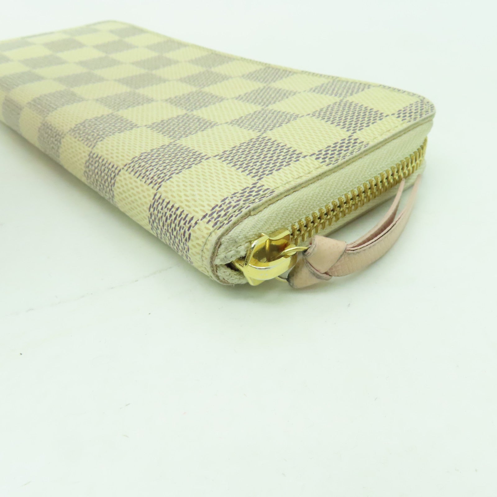 LOUIS VUITTON Damier Azur Clemence Wallet金扣長錢包白色