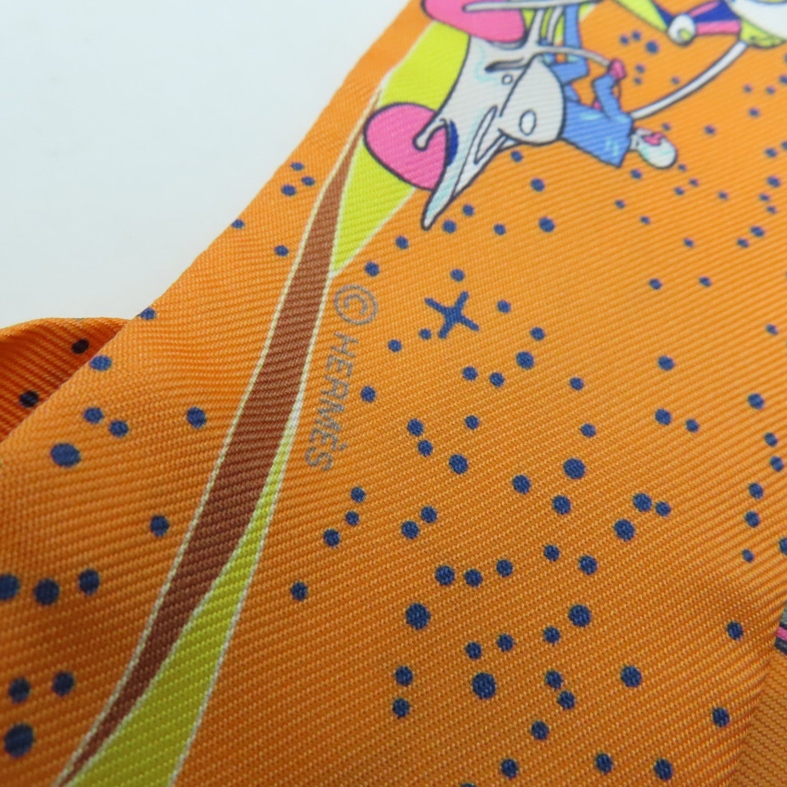 HERMES 【激減優惠】絲質Twilly絲巾橙色