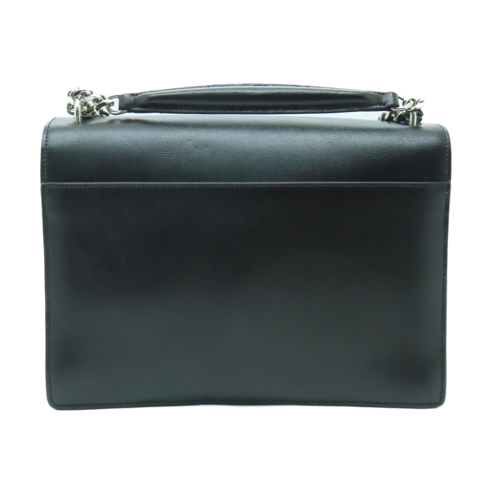 SAINT LAURENT 牛皮皮革Chain Shoulder銀扣鏈帶肩背袋黑色