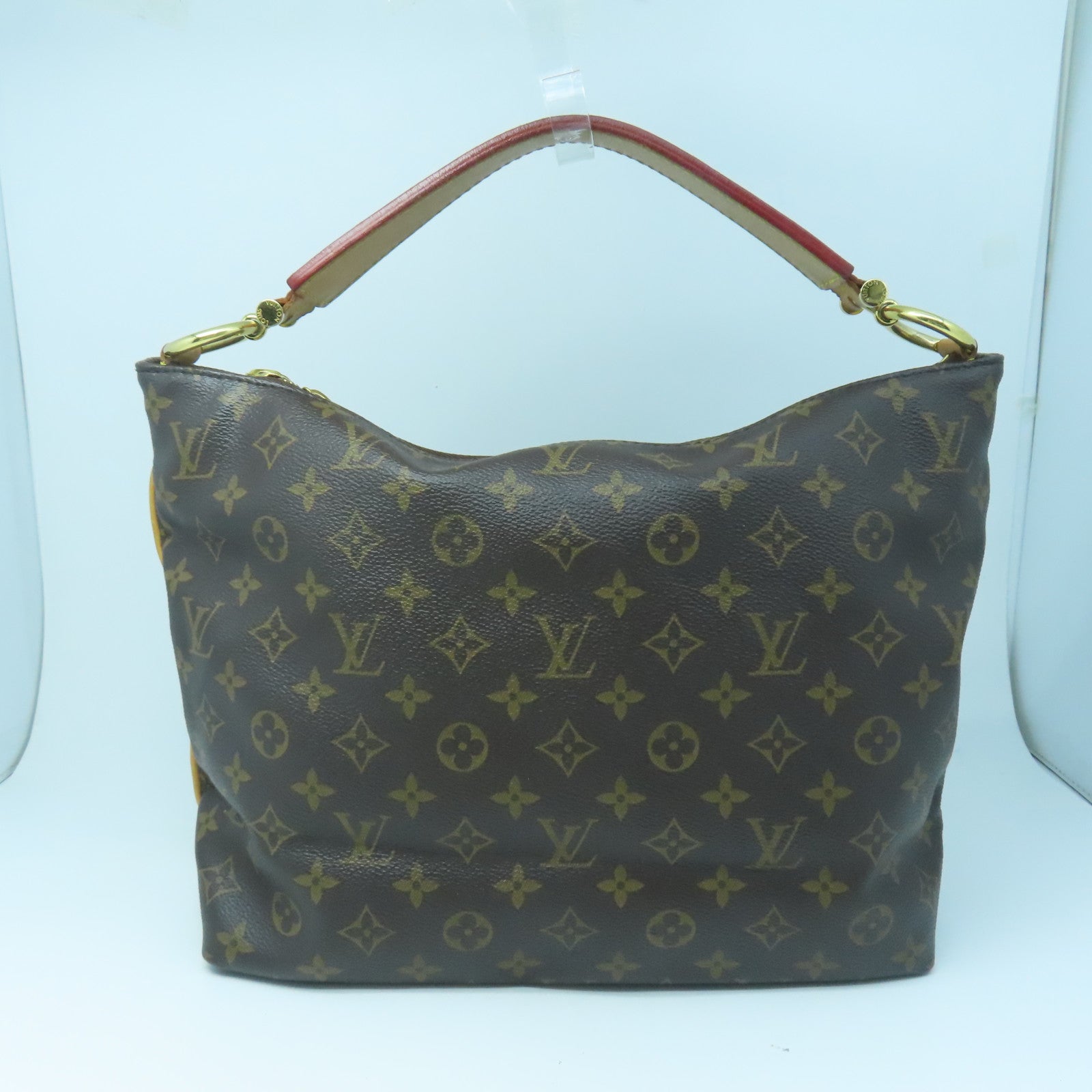 LOUIS VUITTON Monogram Sully MM Gold Buckle Shoulder Bag Brown