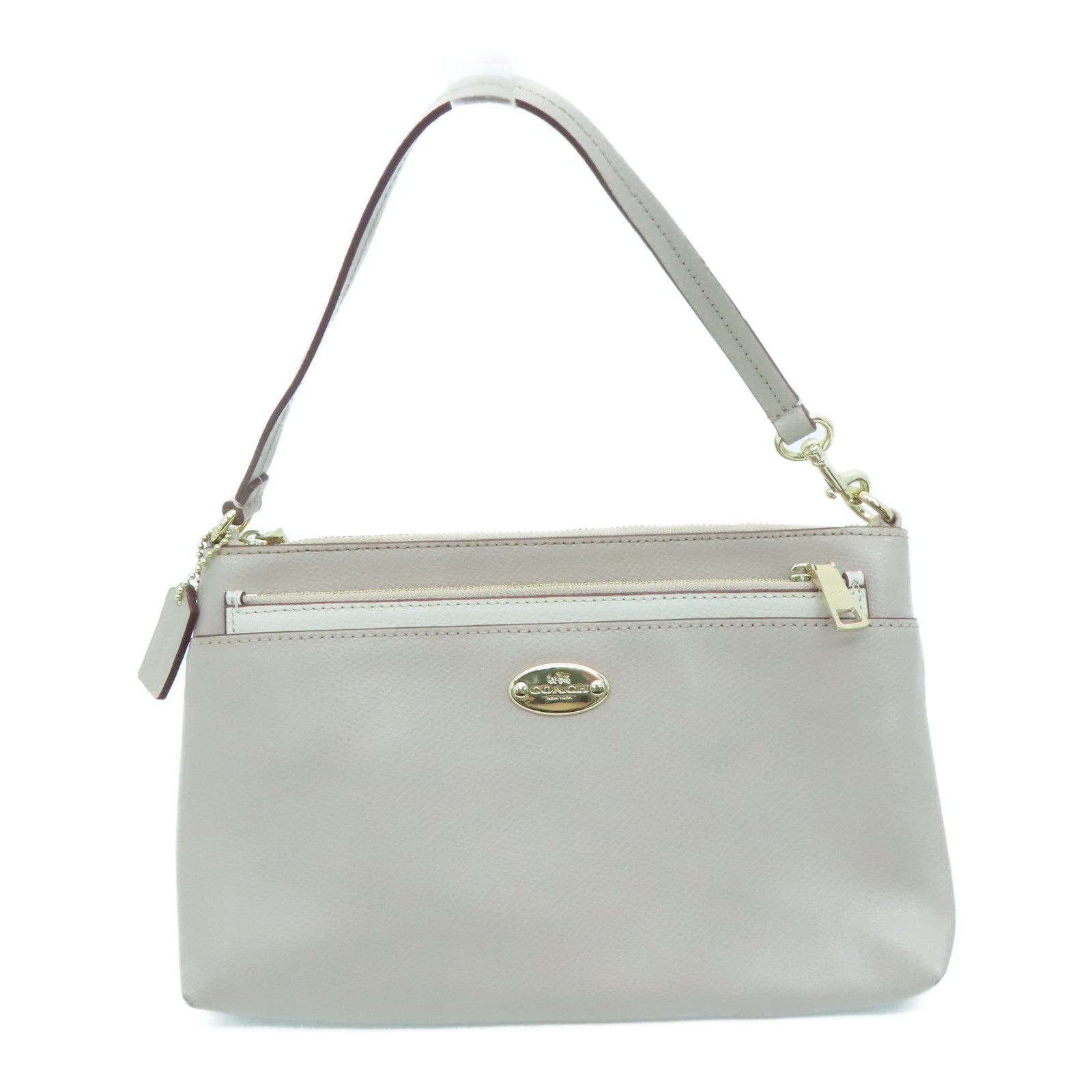 COACH 皮革Handbag金扣手挽袋暗粉紅色