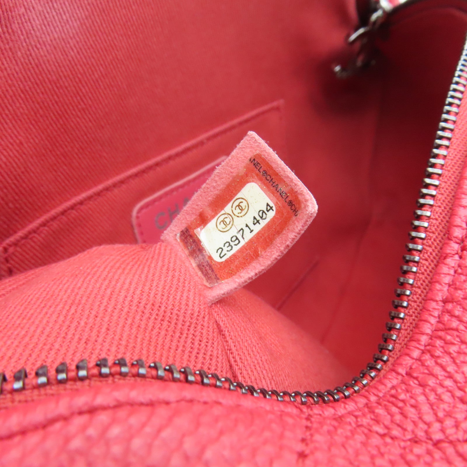 CHANEL 菱格牛皮皮革Waist Bag銀扣腰包紅色