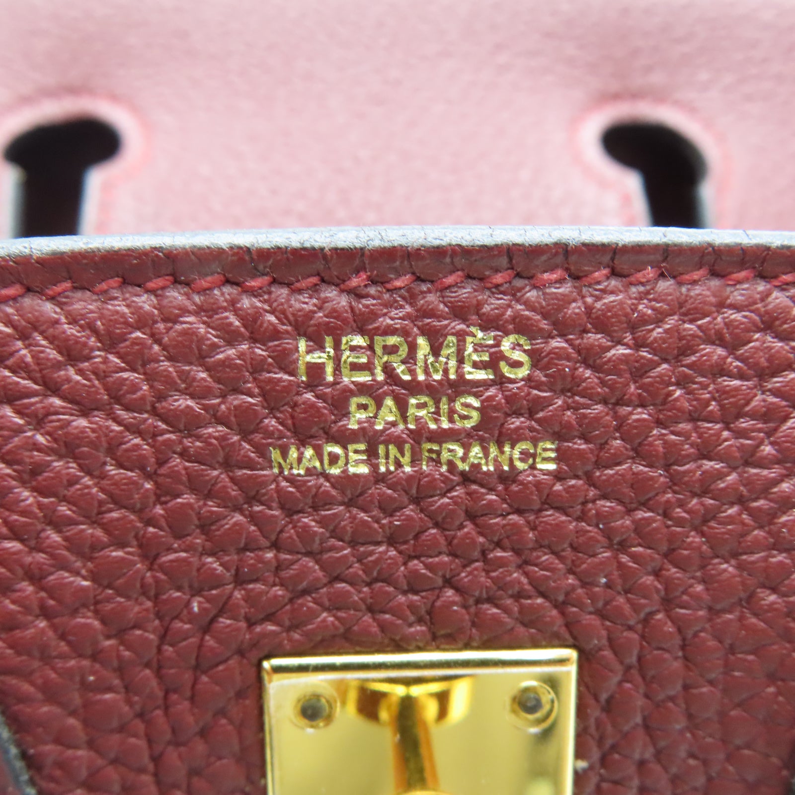 HERMES Taurillon Clemence皮革Birkin 25金扣手挽袋爱马仕红色