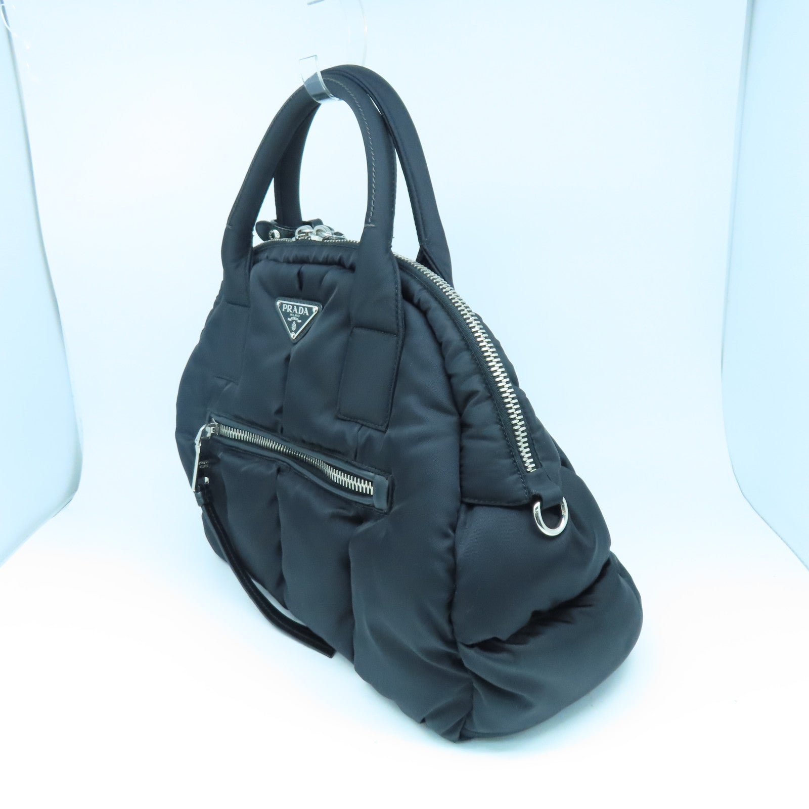 PRADA 尼龍2way Shoulder Bag銀扣手挽肩背兩用袋黑色