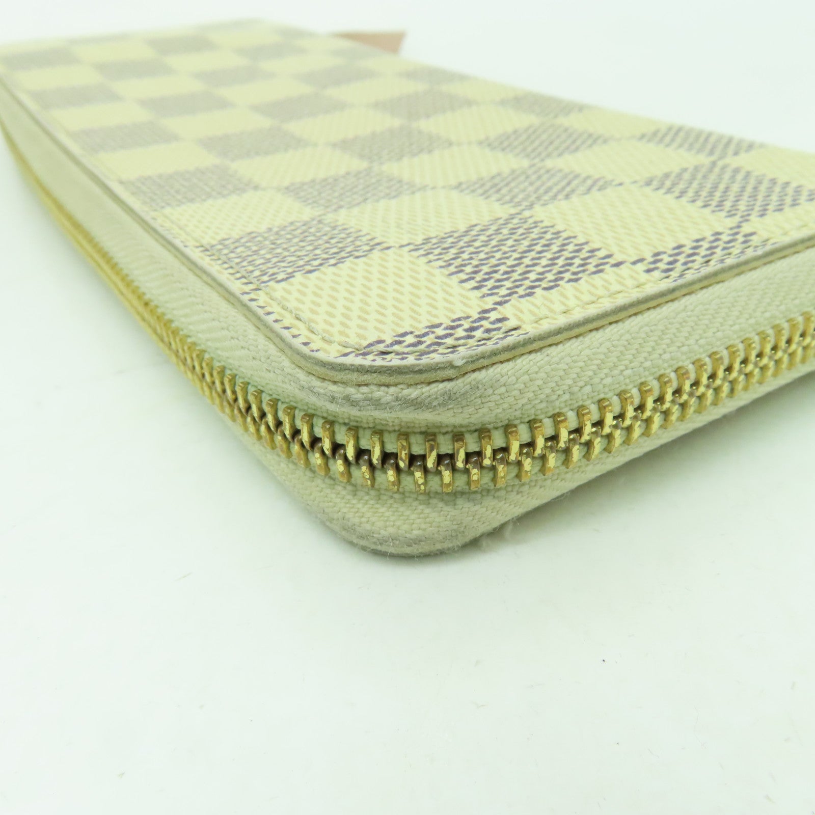 LOUIS VUITTON Damier Azur Clemence Wallet金扣長錢包白色