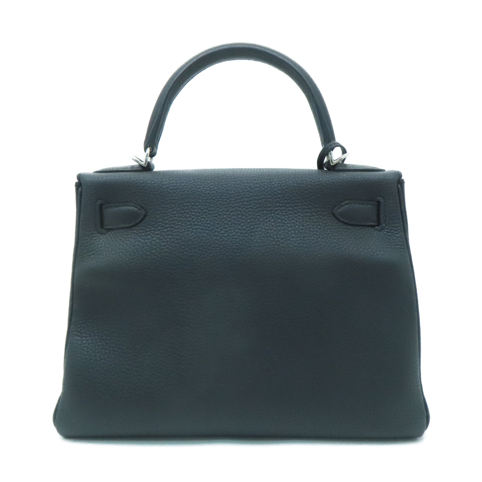 HERMES Togo皮革Kelly 28銀扣手挽肩背兩用袋Noir黑色