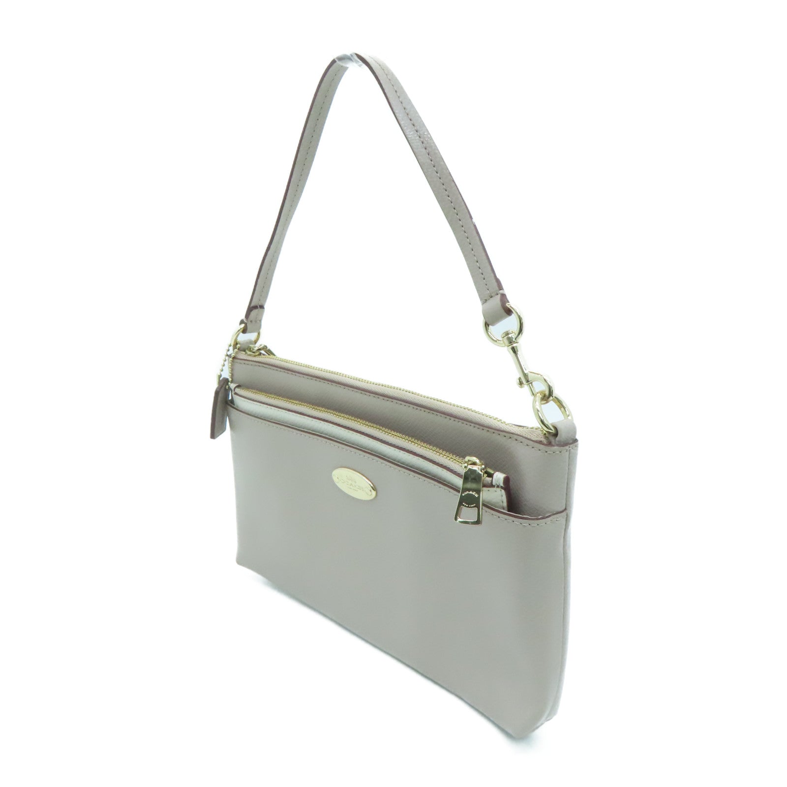 COACH 皮革Handbag金扣手挽袋暗粉紅色