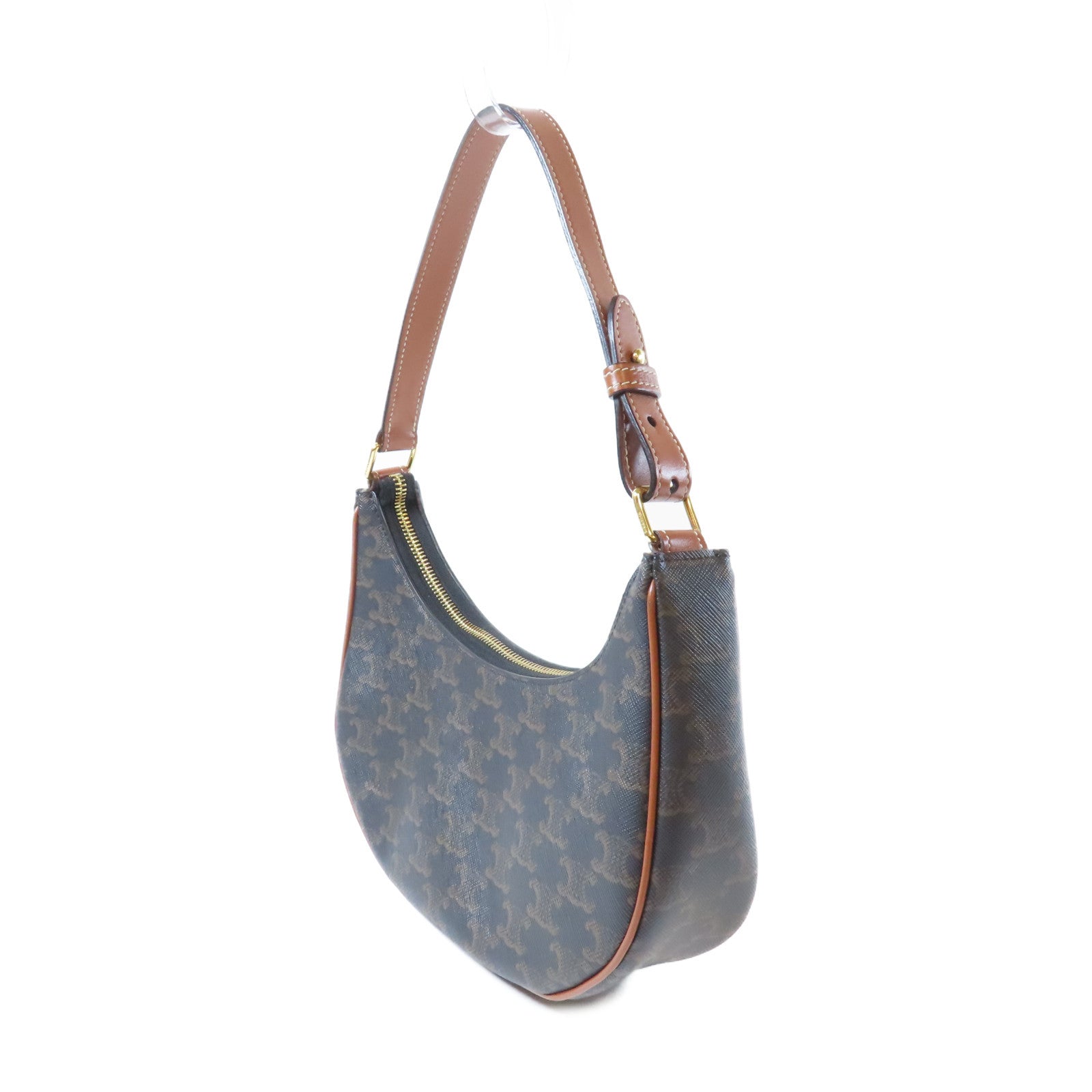 CELINE 塗層帆布Shoulder Bag金扣肩背袋啡色