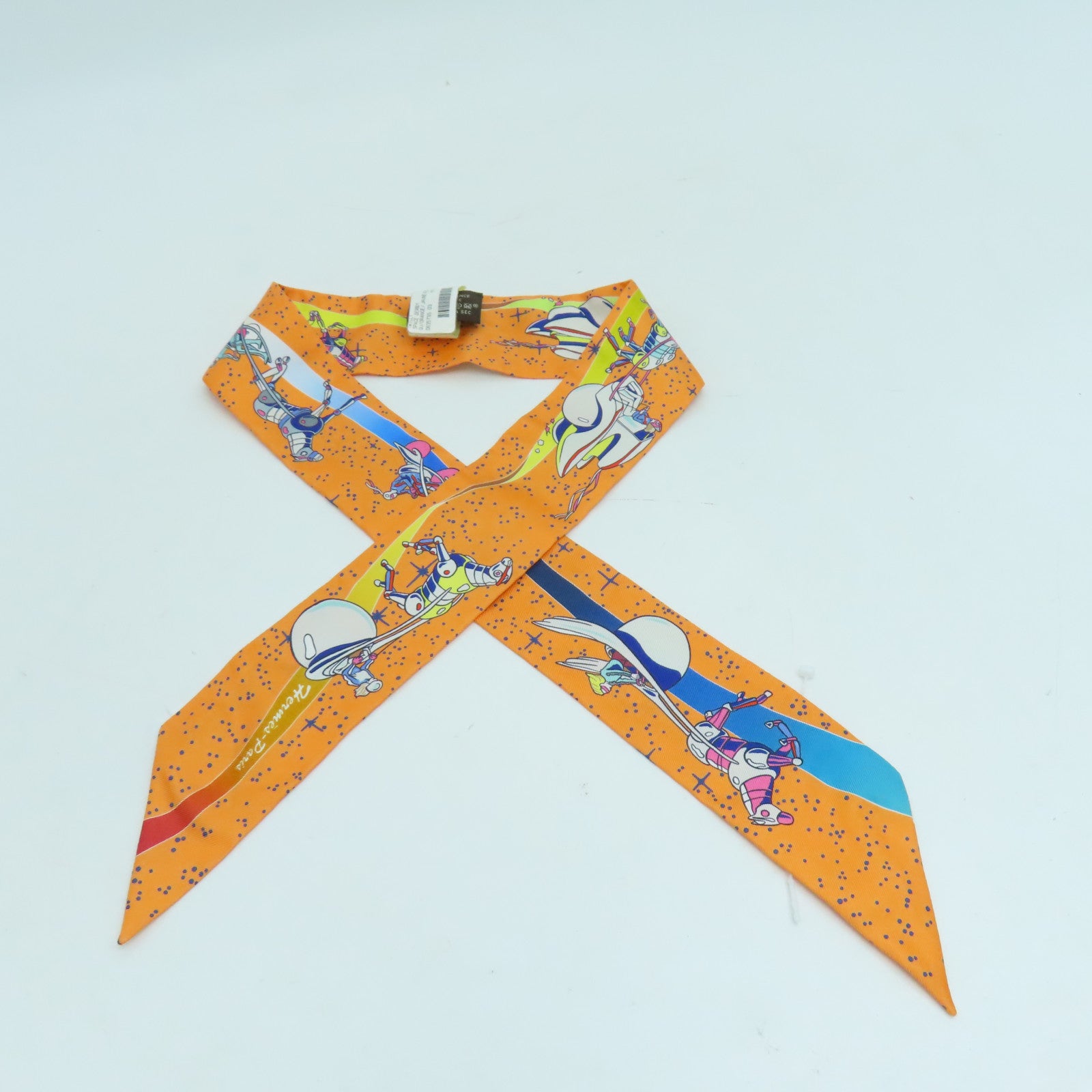 HERMES 【激減優惠】絲質Twilly絲巾橙色