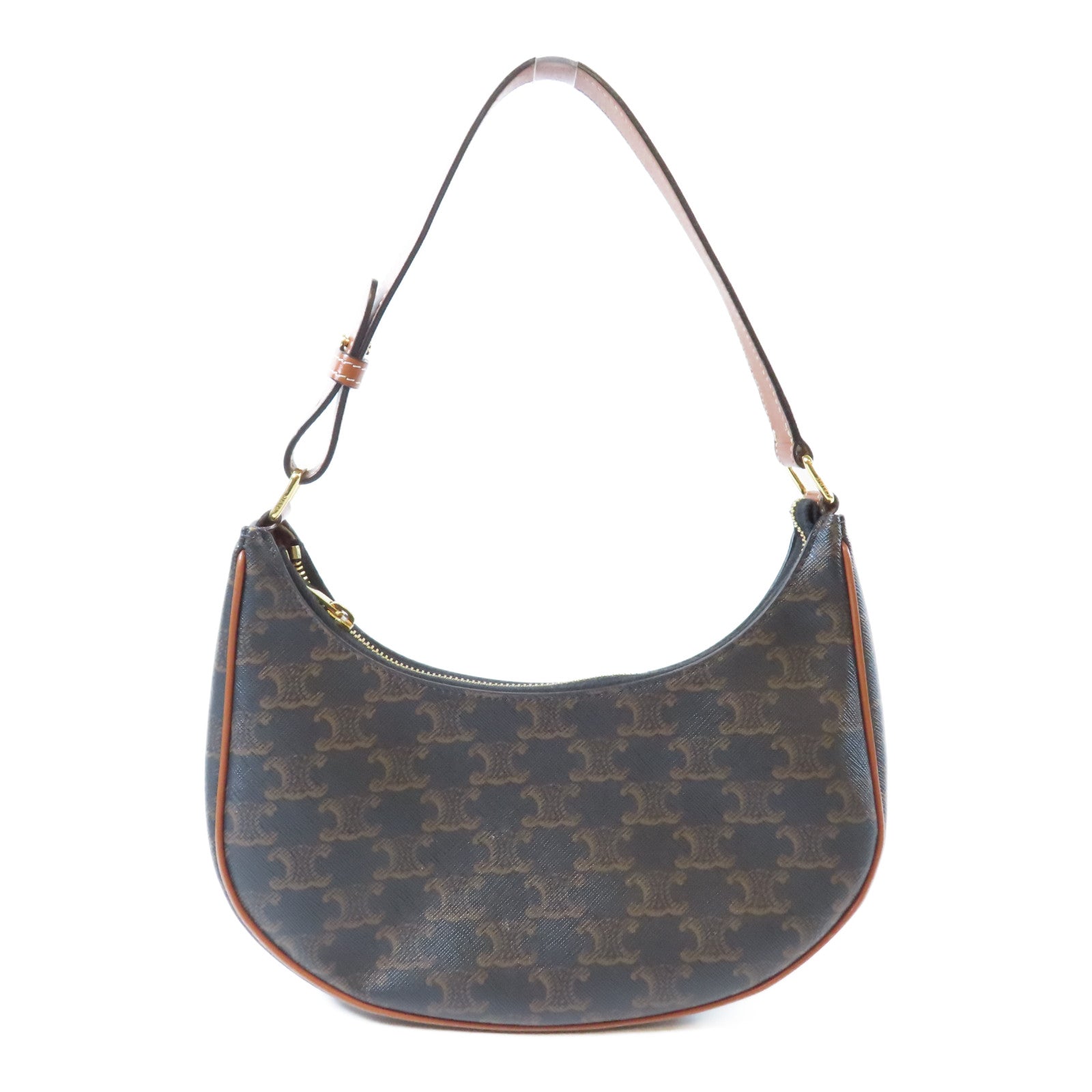 CELINE 塗層帆布Shoulder Bag金扣肩背袋啡色