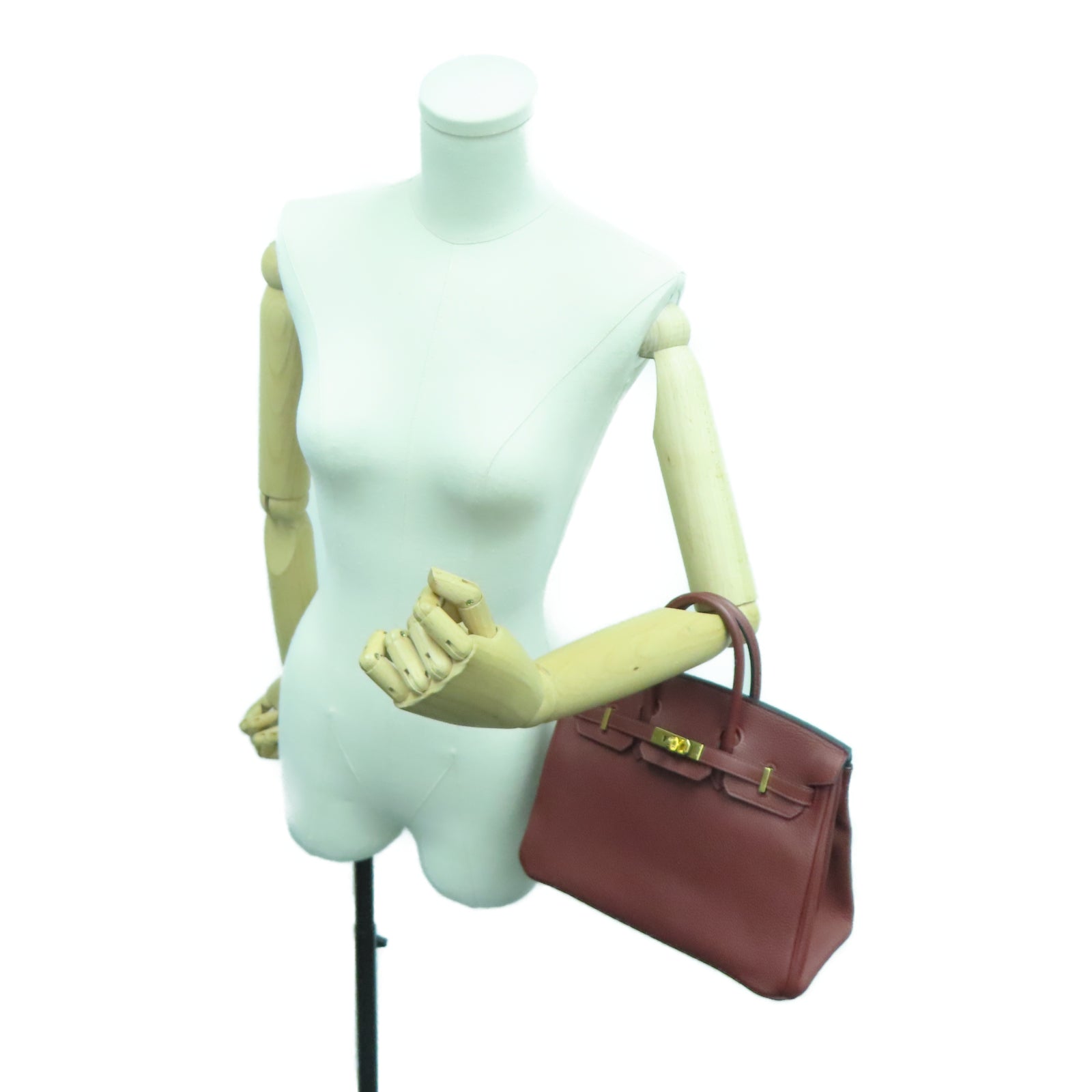 HERMES Taurillon Clemence皮革Birkin 25金扣手挽袋爱马仕红色