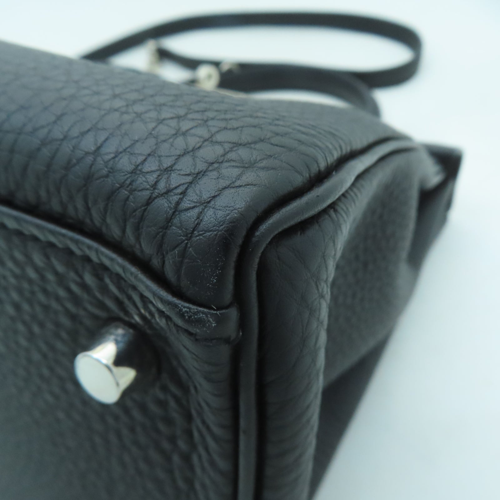 HERMES Togo皮革Kelly 28銀扣手挽肩背兩用袋Noir黑色