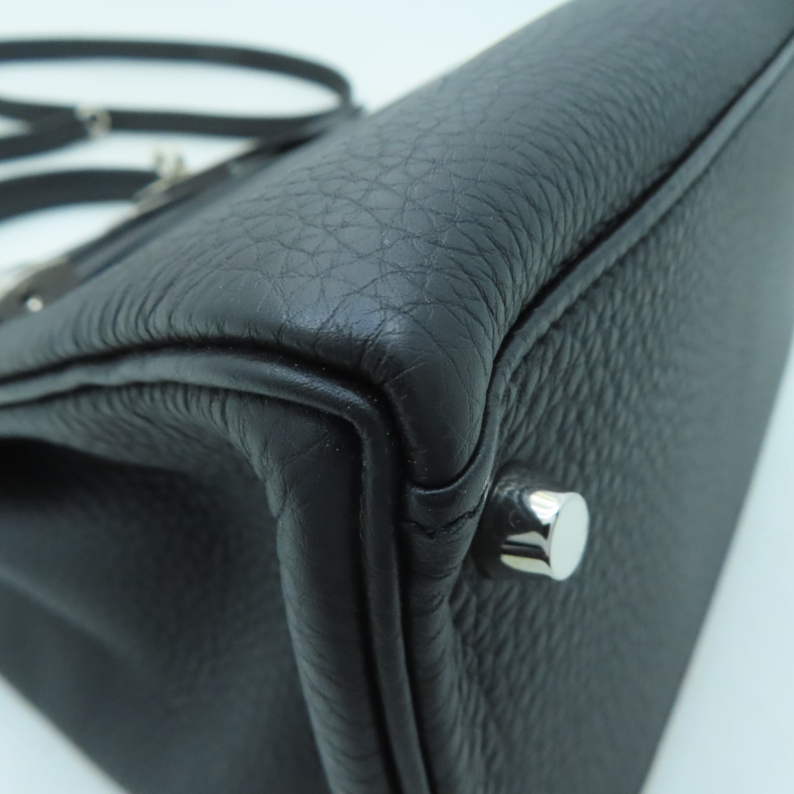 HERMES Togo皮革Kelly 28銀扣手挽肩背兩用袋Noir黑色