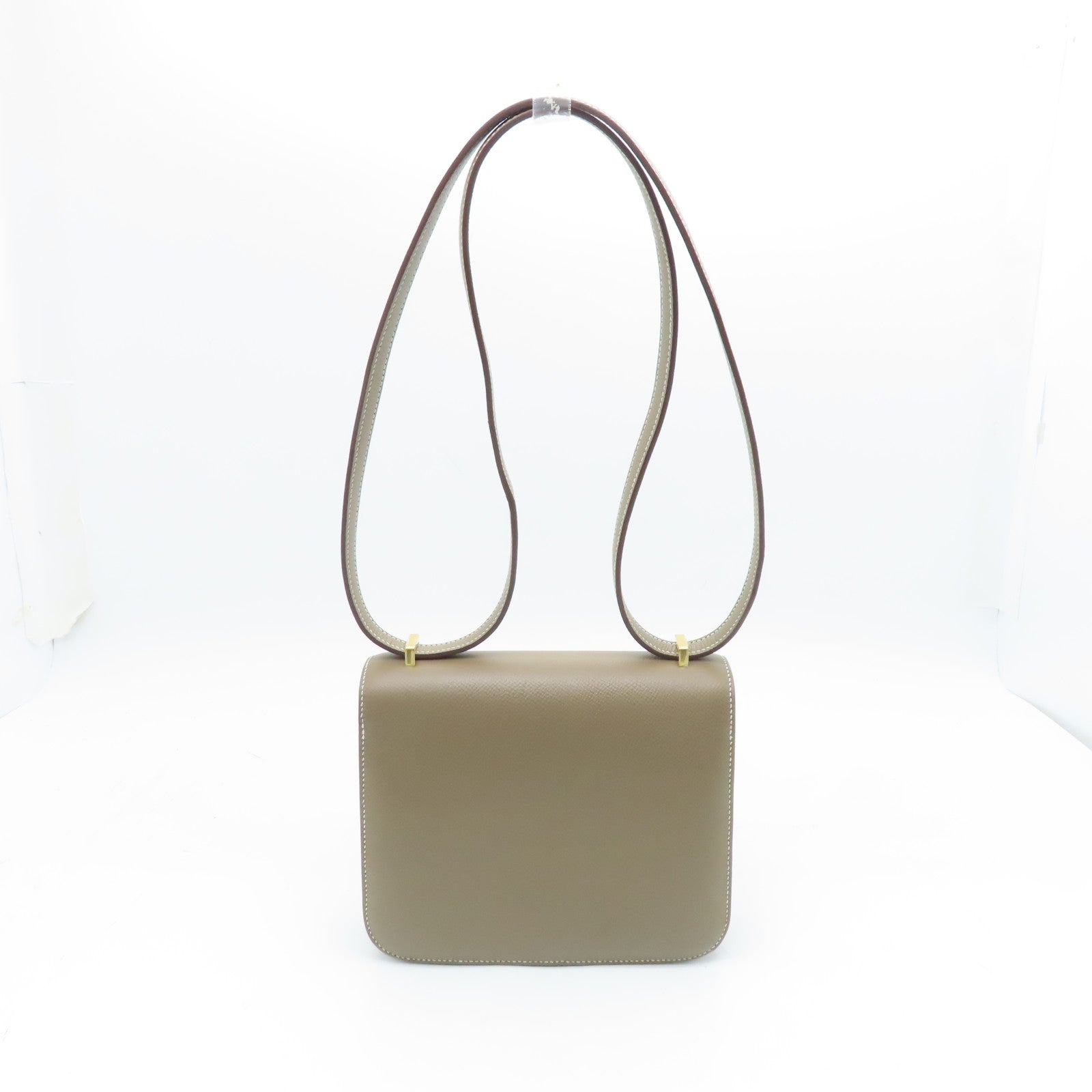 HERMES 【激減優惠】Veau Epsom皮革Constance Mini金扣肩背袋大象灰