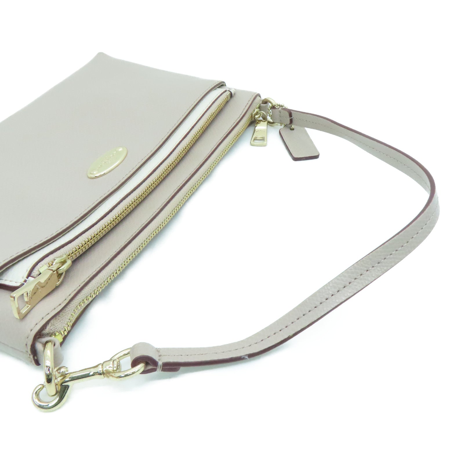 COACH 皮革Handbag金扣手挽袋暗粉紅色