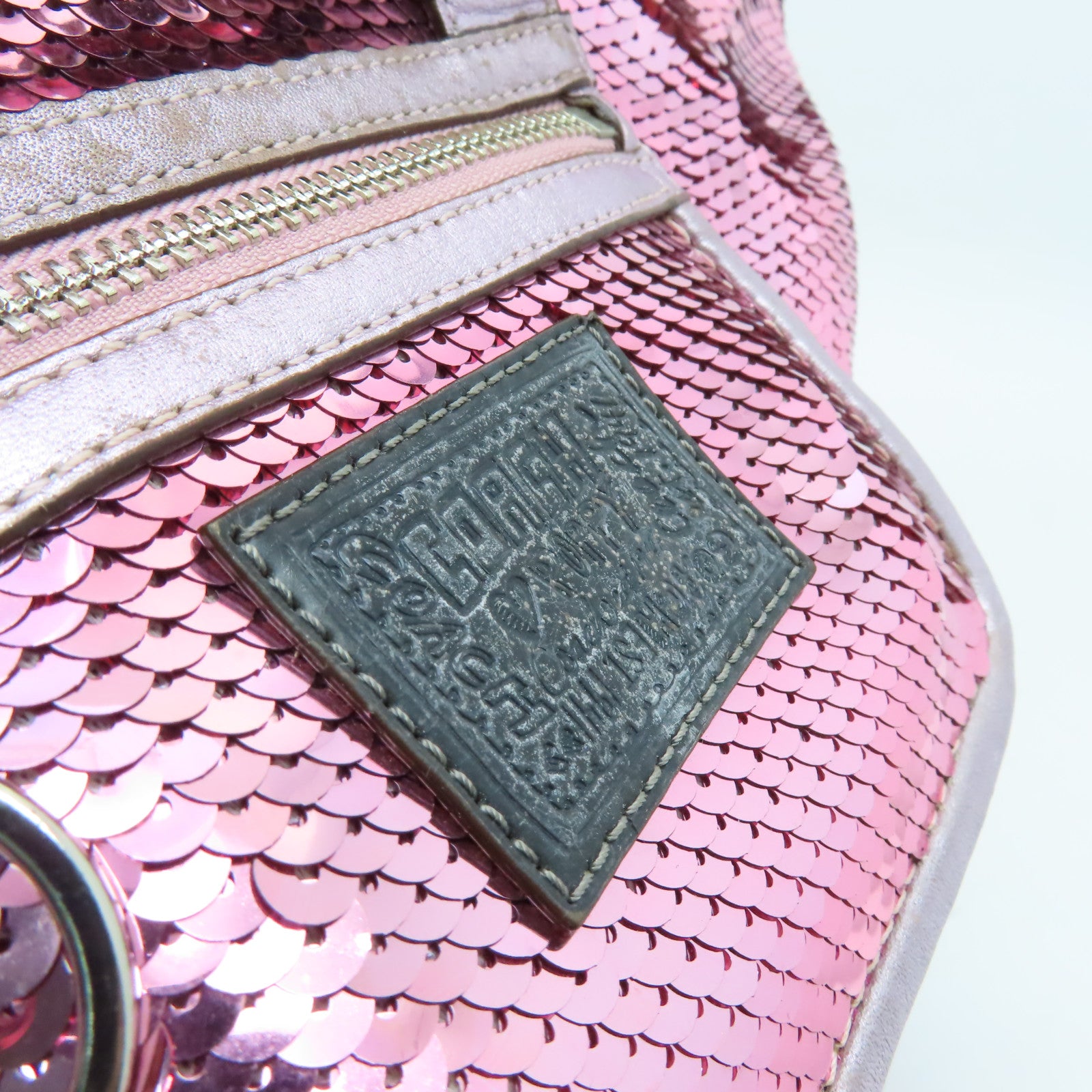 COACH 亮片Poppy Sequin Spotlight銀扣手挽肩背兩用袋粉紅色