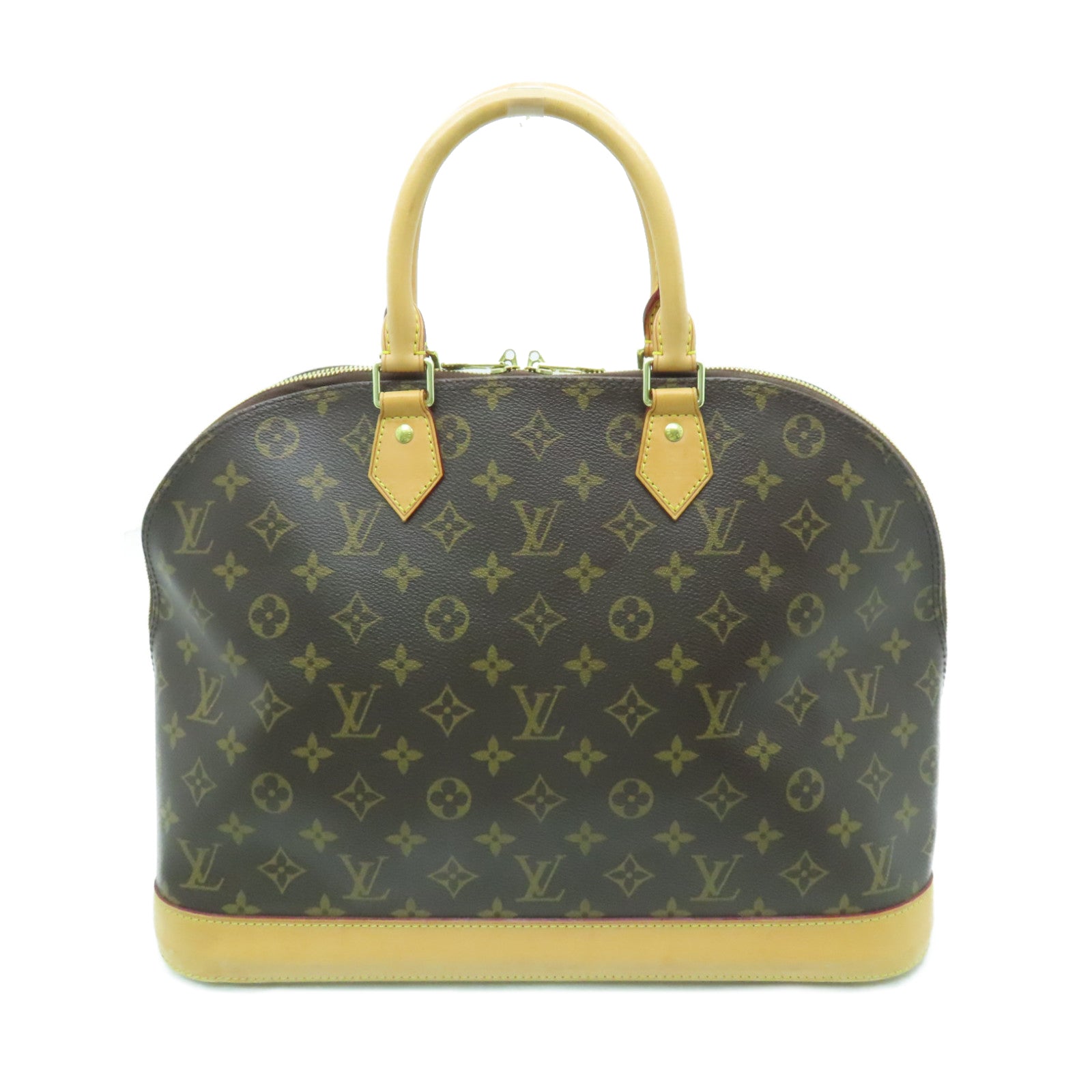 LOUIS VUITTON Monogram Alma GM金扣手挽袋棕色
