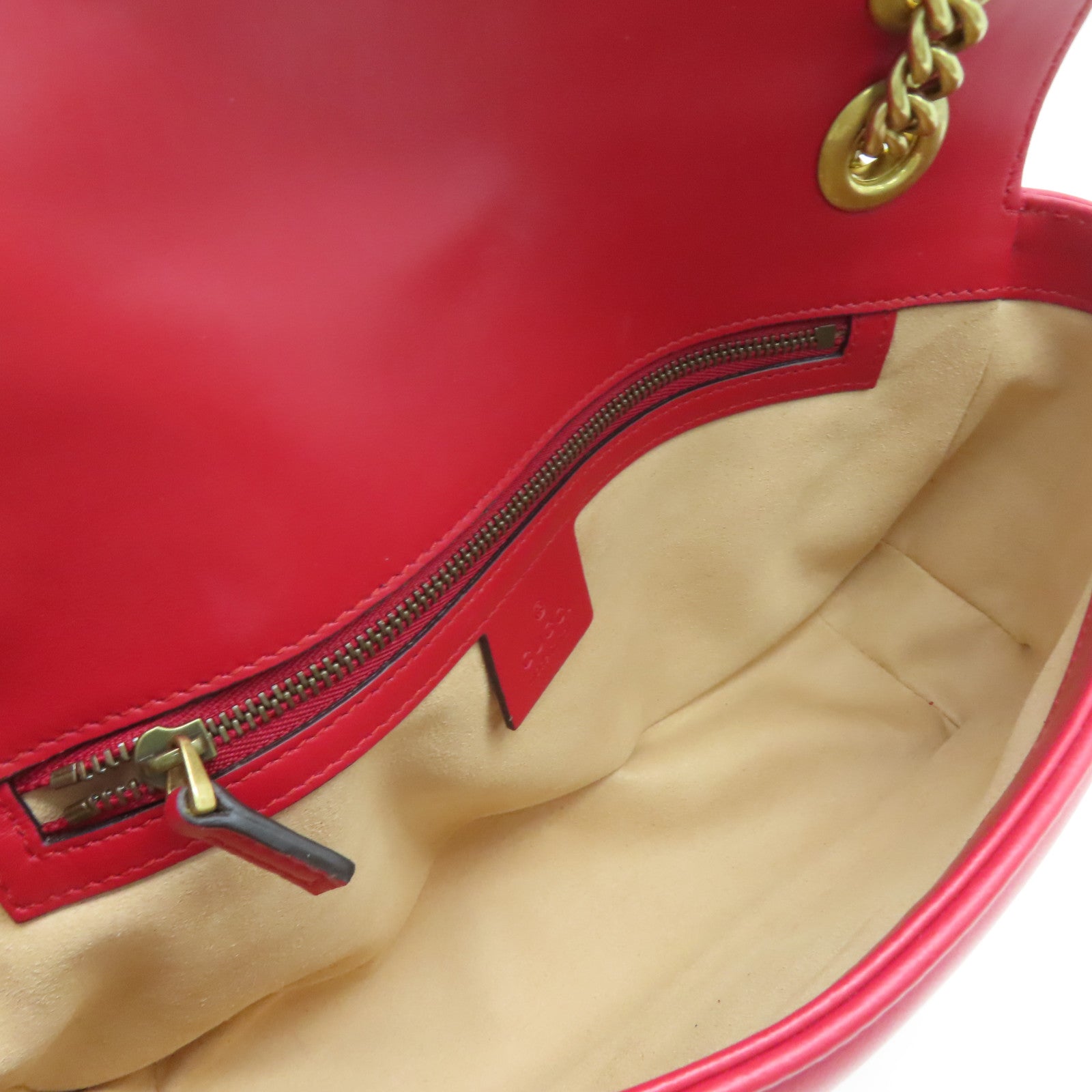 GUCCI 牛皮皮革GG Marmont Shoulder Bag金扣錬帶肩背袋紅色