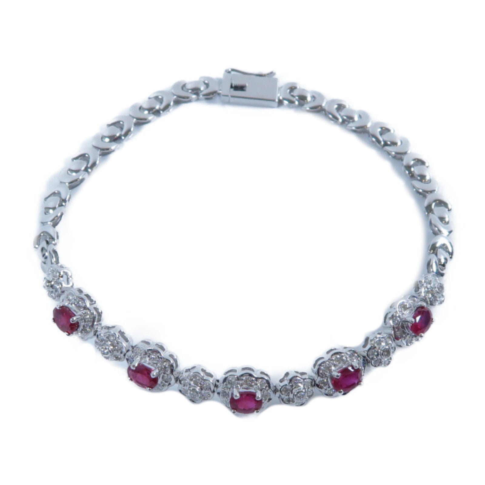 JEWELRY 18K白金Ruby Bracelet 1.65ct紅寶石/0.55ct鑽石手鏈