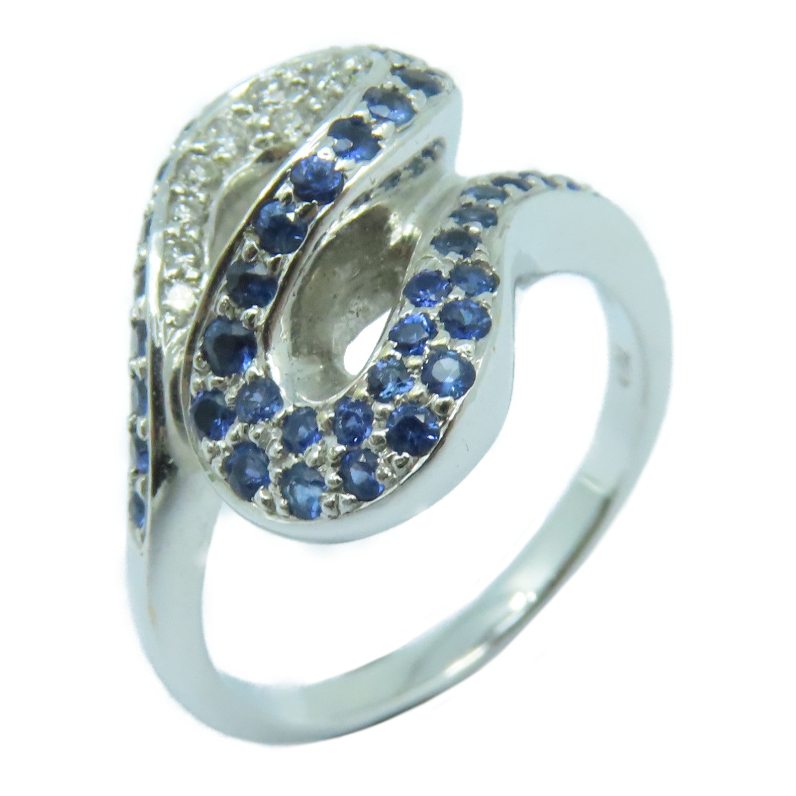 JEWELRY 【激減優惠】18K白金Diamond Ring 5.6g藍寶石/鑽石戒指US#4.25