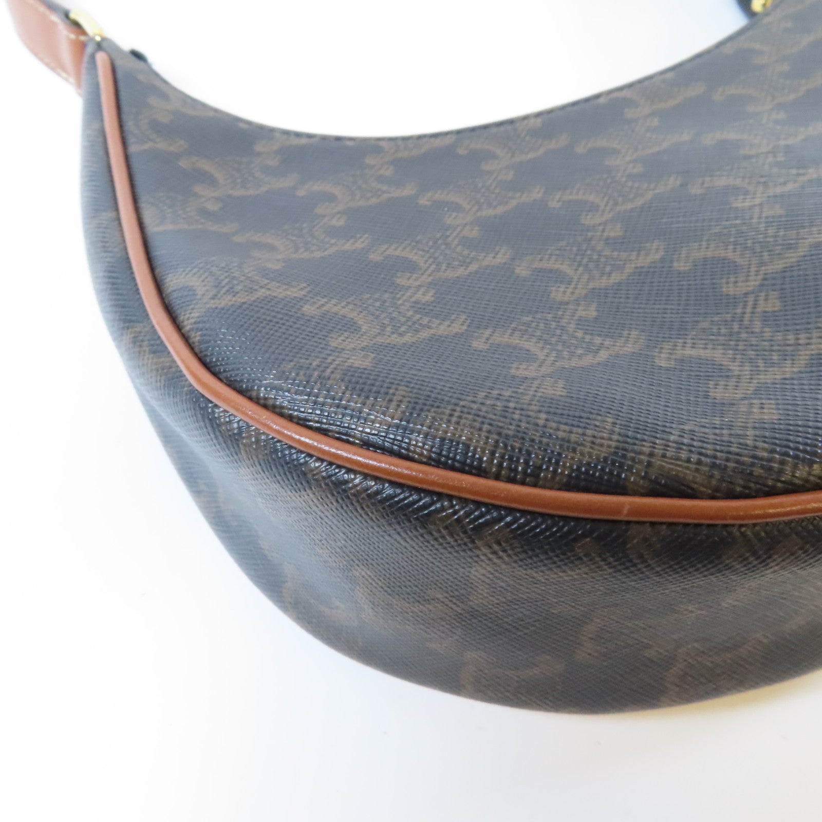 CELINE 塗層帆布Shoulder Bag金扣肩背袋啡色