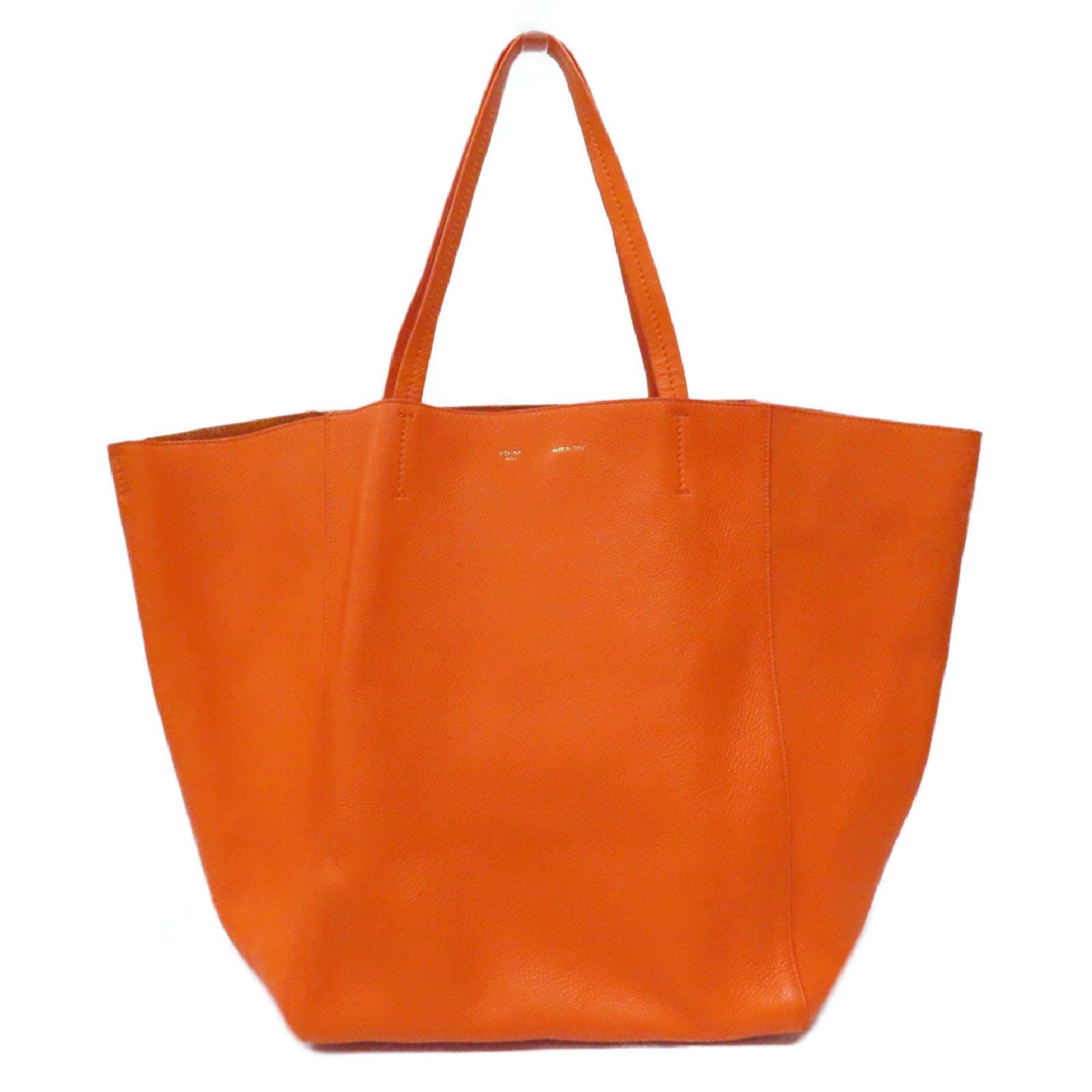 CELINE 牛皮皮革Shoulder Bag銀扣肩背袋橙色