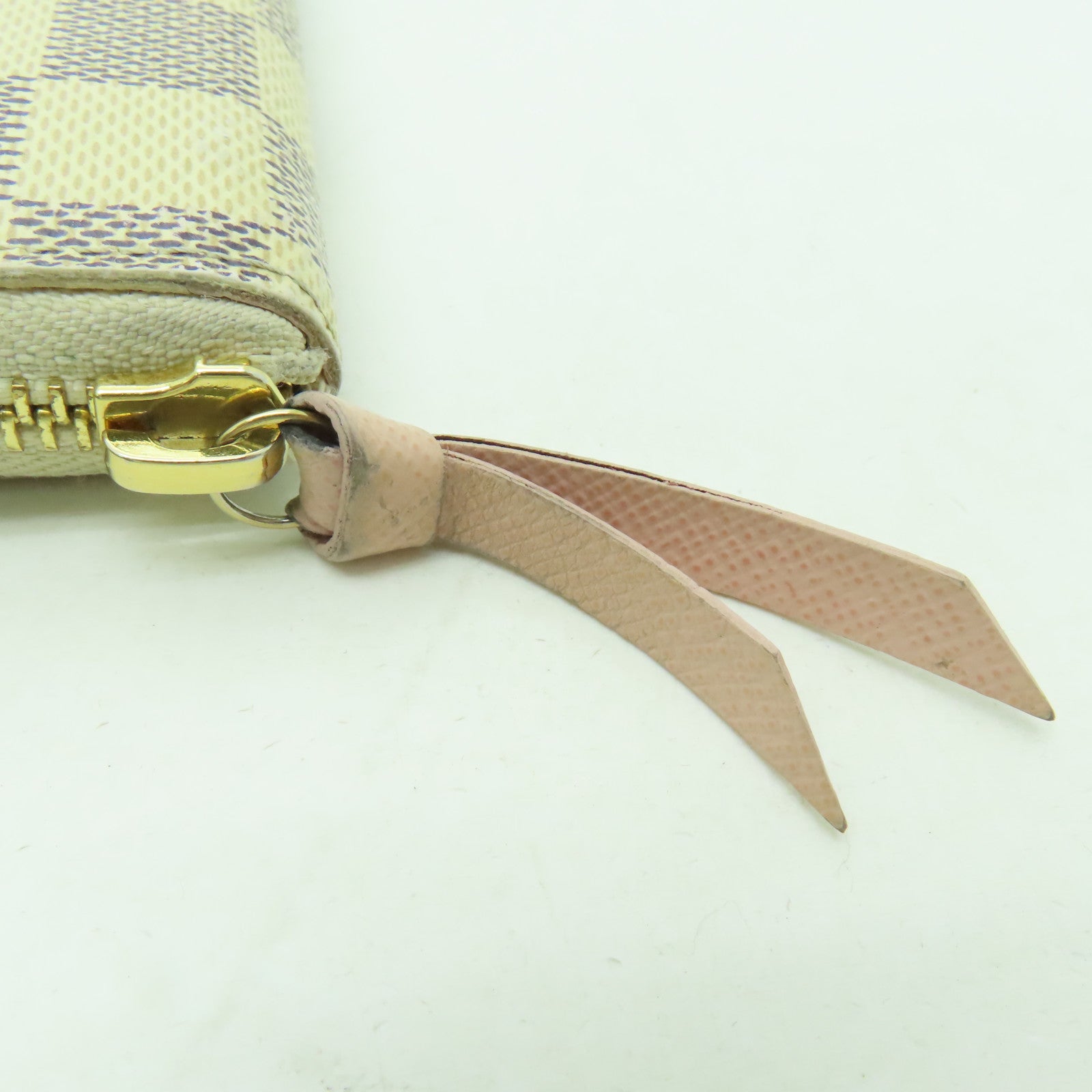 LOUIS VUITTON Damier Azur Clemence Wallet金扣長錢包白色