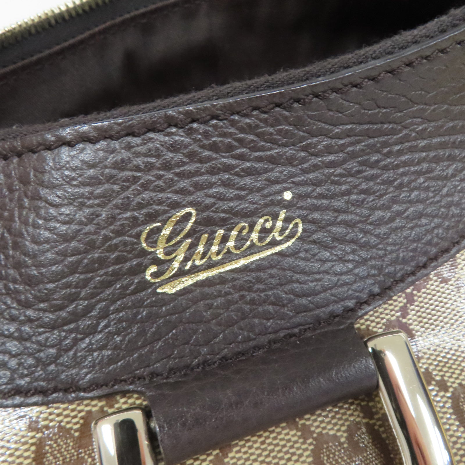 GUCCI 塗層帆布Shoulder Bag金扣肩背袋啡色