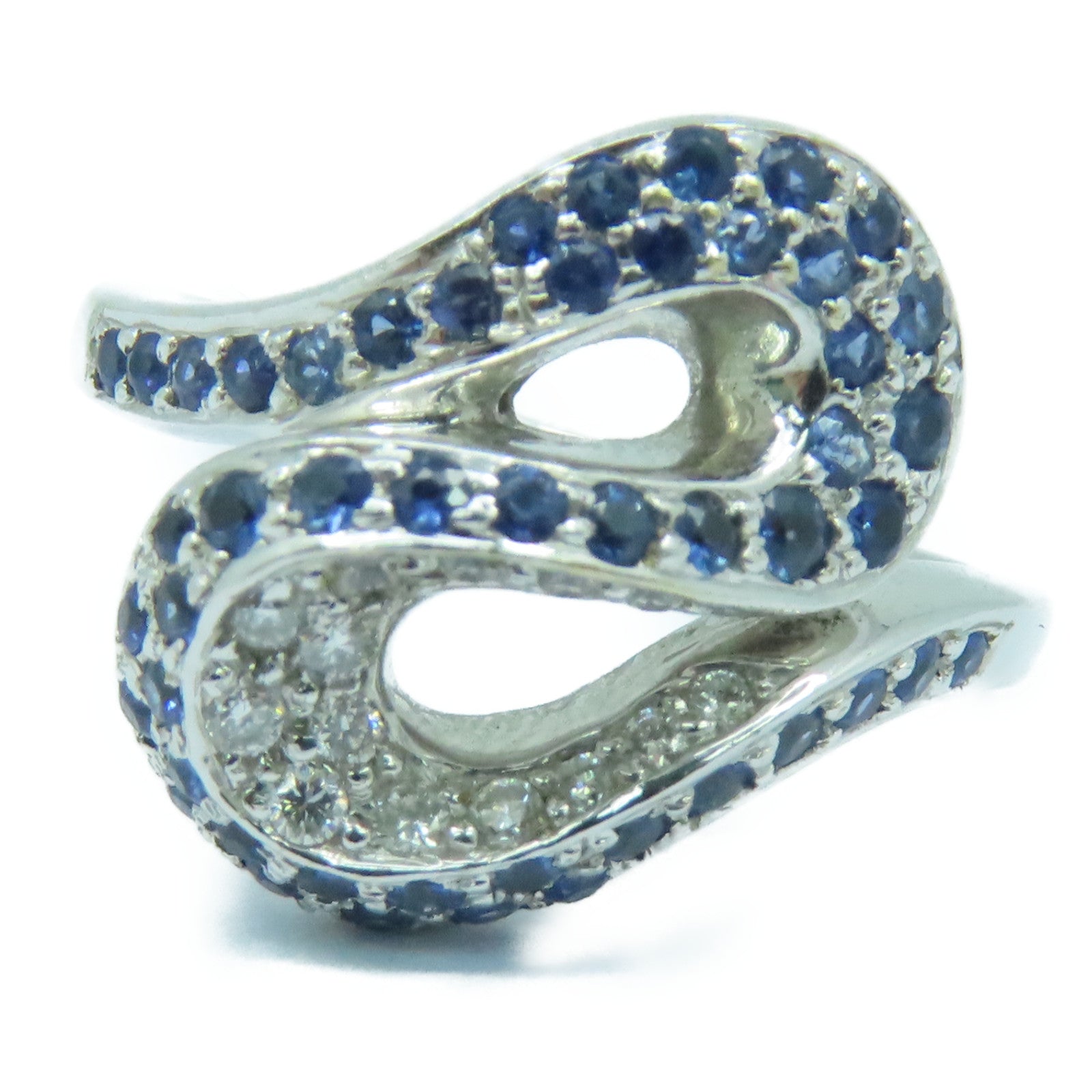 JEWELRY 【激減優惠】18K白金Diamond Ring 5.6g藍寶石/鑽石戒指US#4.25