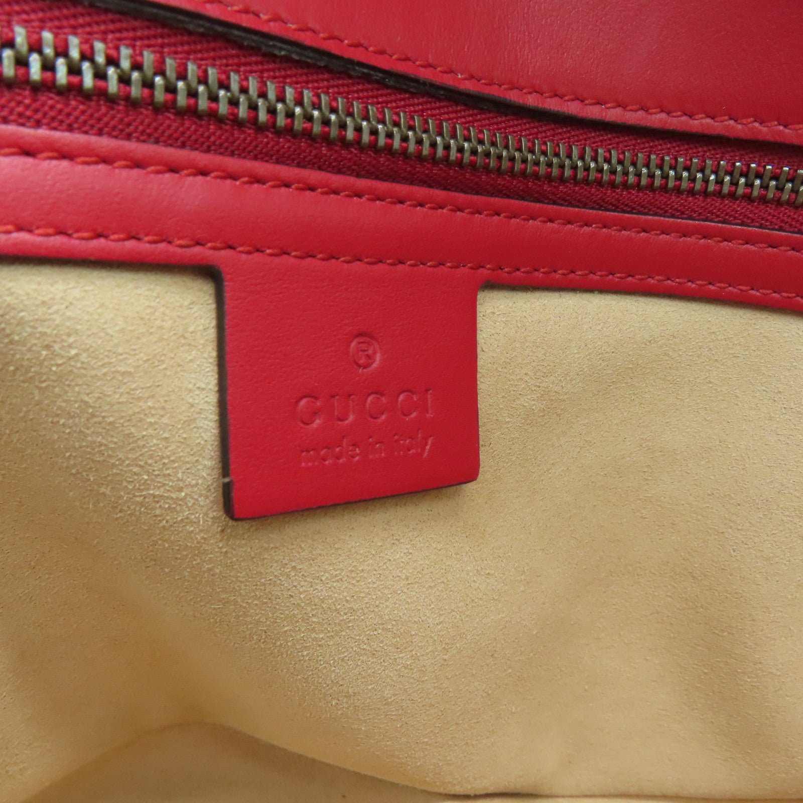 GUCCI 牛皮皮革GG Marmont Shoulder Bag金扣錬帶肩背袋紅色