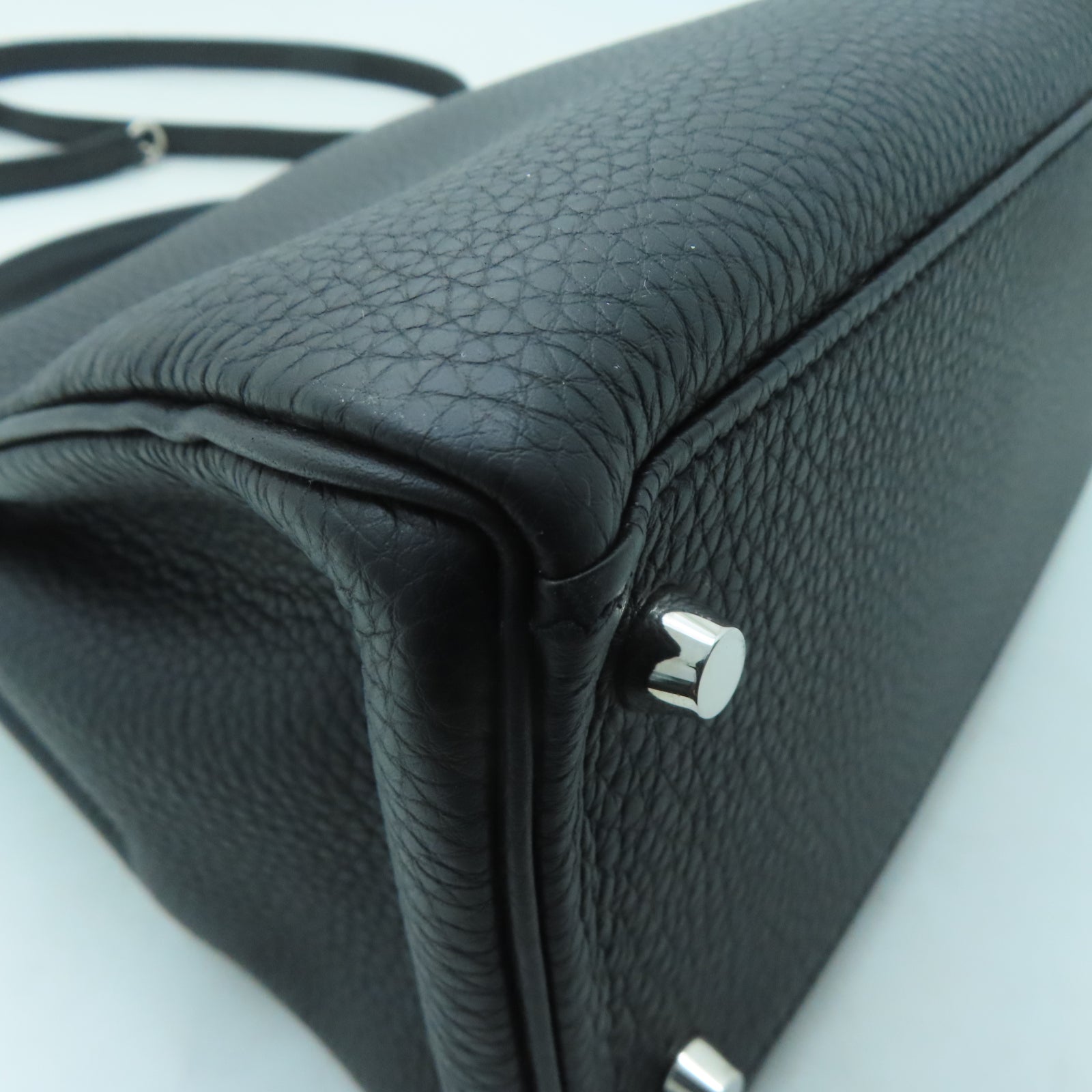 HERMES Togo皮革Kelly 28銀扣手挽肩背兩用袋Noir黑色