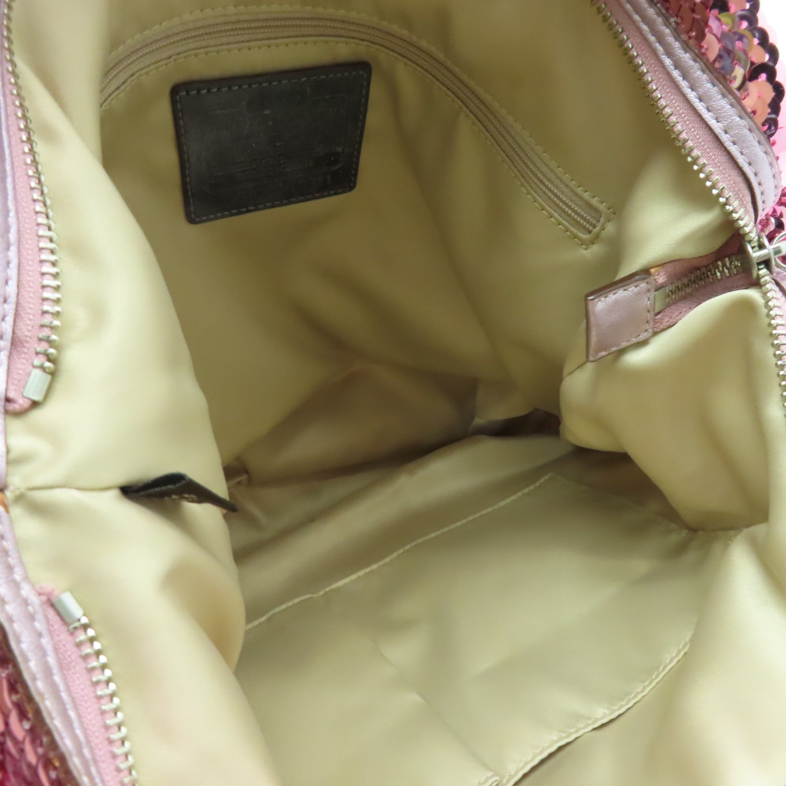 COACH 亮片Poppy Sequin Spotlight銀扣手挽肩背兩用袋粉紅色