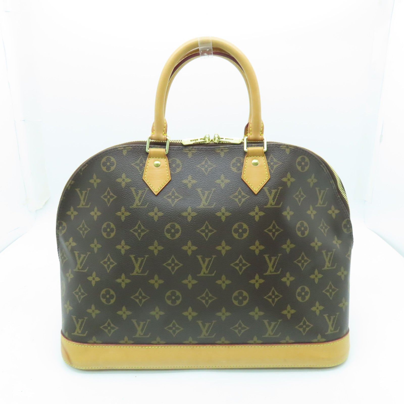 LOUIS VUITTON Monogram Alma GM金扣手挽袋棕色
