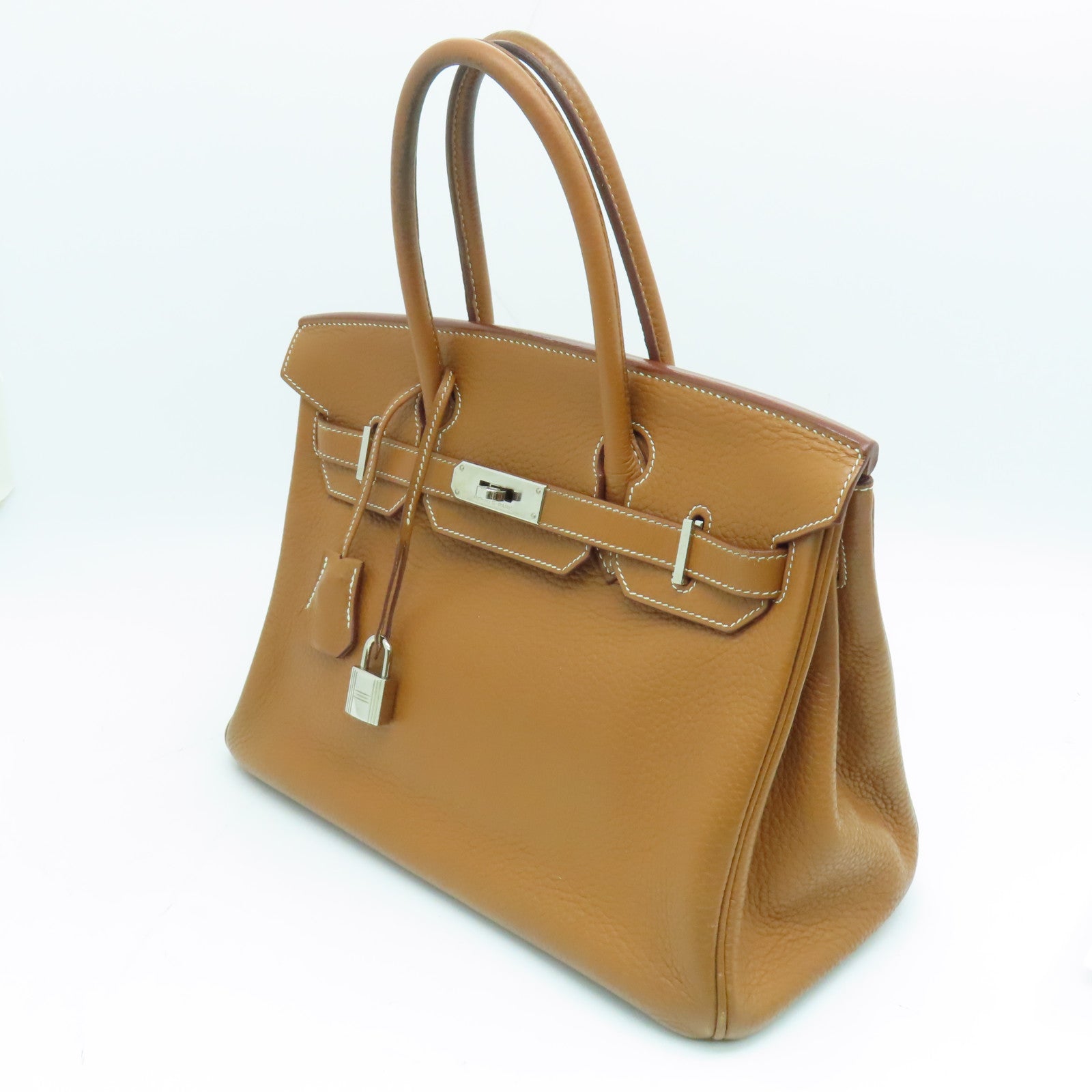 HERMES Clemence皮革Birkin 30銀扣手挽袋啡色