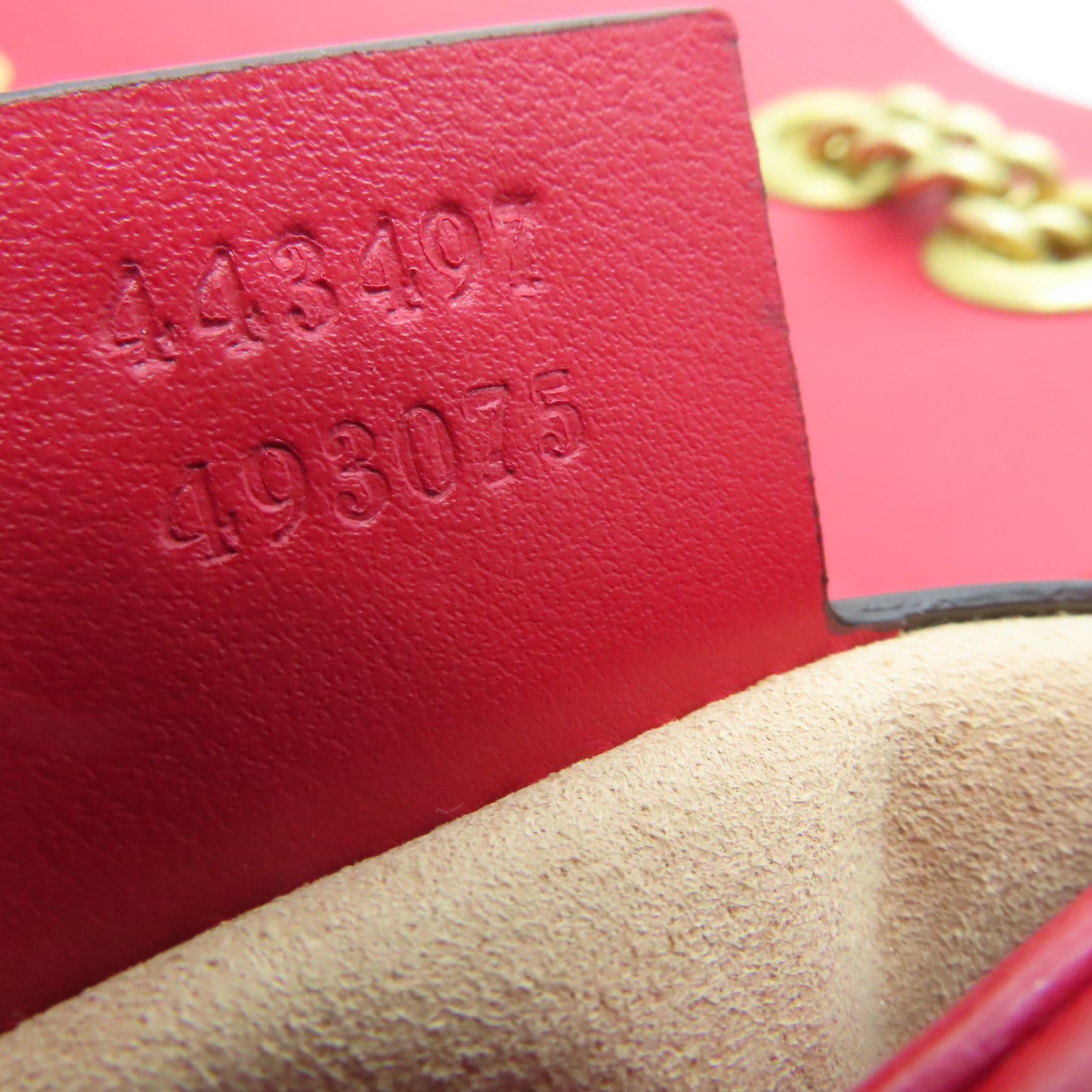 GUCCI 牛皮皮革GG Marmont Shoulder Bag金扣錬帶肩背袋紅色